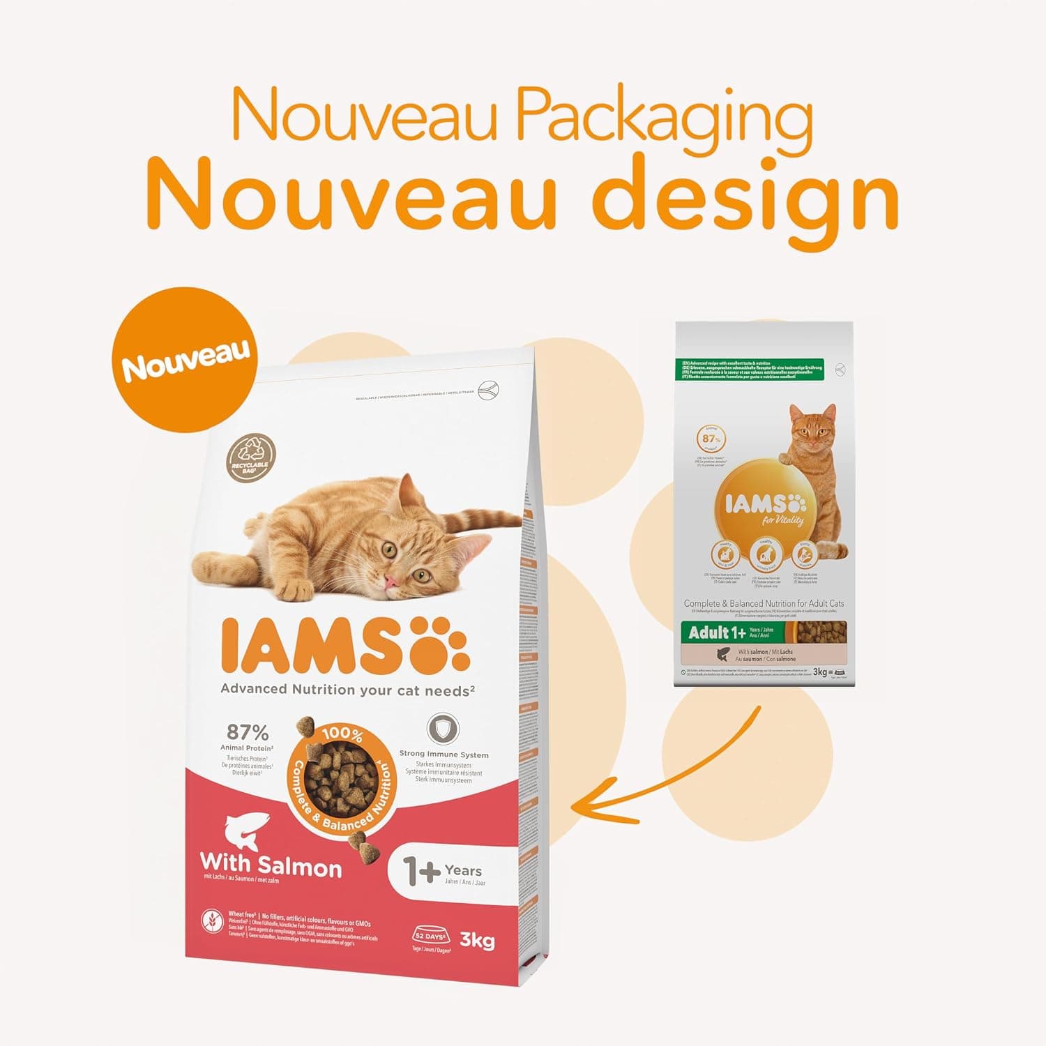 IAMS Croquettes Chat Adulte au Saumon 3 kg