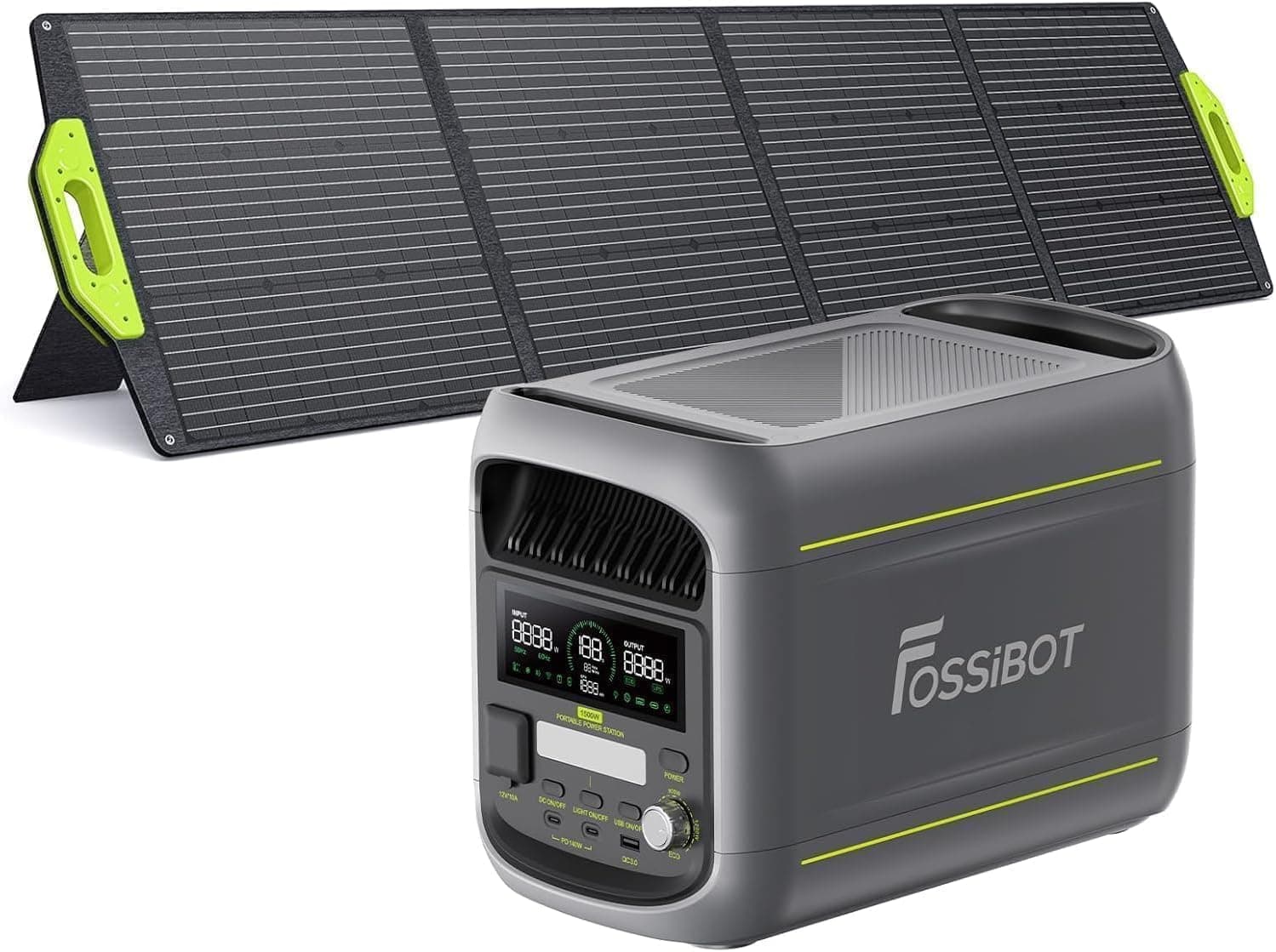 FOSSiBOT F1800 Station Électrique Portable avec Panneau Solaire 200W | 1024Wh, 1800W(Peak 2700W), Charge Rapide 1200W, Mode ECO, Protection BMS pour Camping-Car, Maison, Voyage