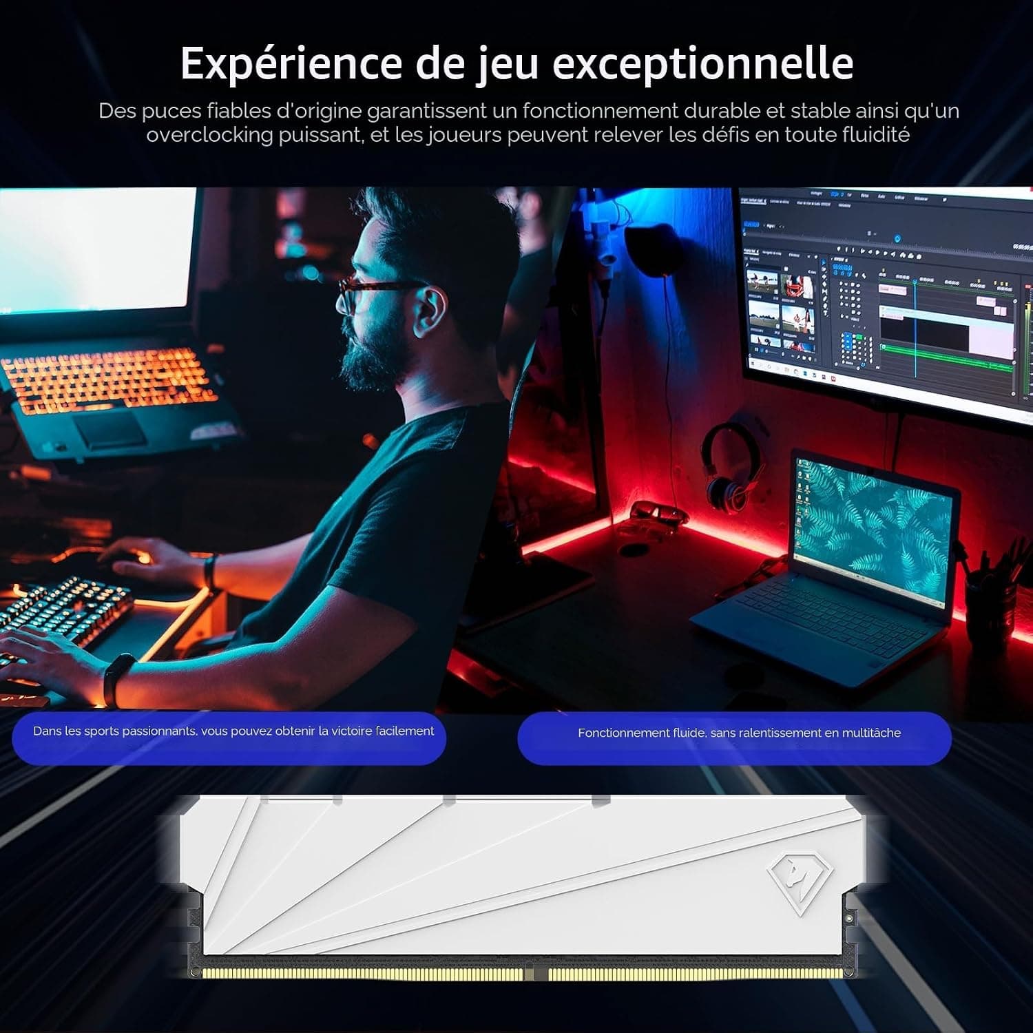 Netac DDR4 Mémoire RAM 16 Go 2666 MHz DRAM C19 Mémoire de Jeu 16 Go Blanc Gilet Thermique pour Jeu d'ordinateur