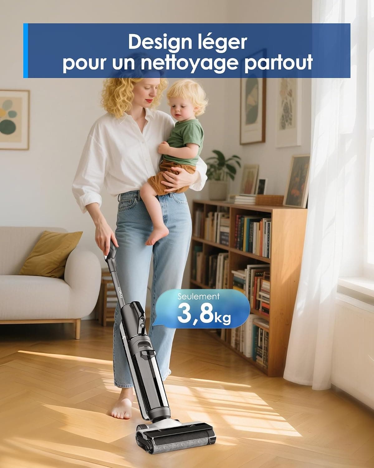 Tineco Floor One S5 Combo Power KIT Aspirateur Eau et Poussière à Main intelligents sans Fil 3 en 1, idéal pour Les saletés collantes et Les Poils d'animaux sur Sol Dur, léger | Technologie Smart iLoop, nettoyage des bords, écran LED, Wi-Fi, autonettoyage, idéal pour les poils d'animaux et sols durs