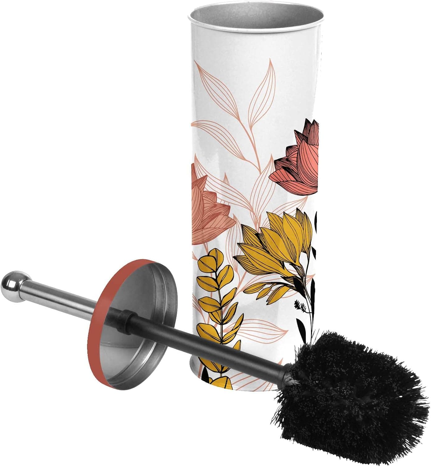 Douceur d'Intérieur, Brosse WC (Diamètre 9,5 x 37 cm) Amelina Orange, Métal Imprimé