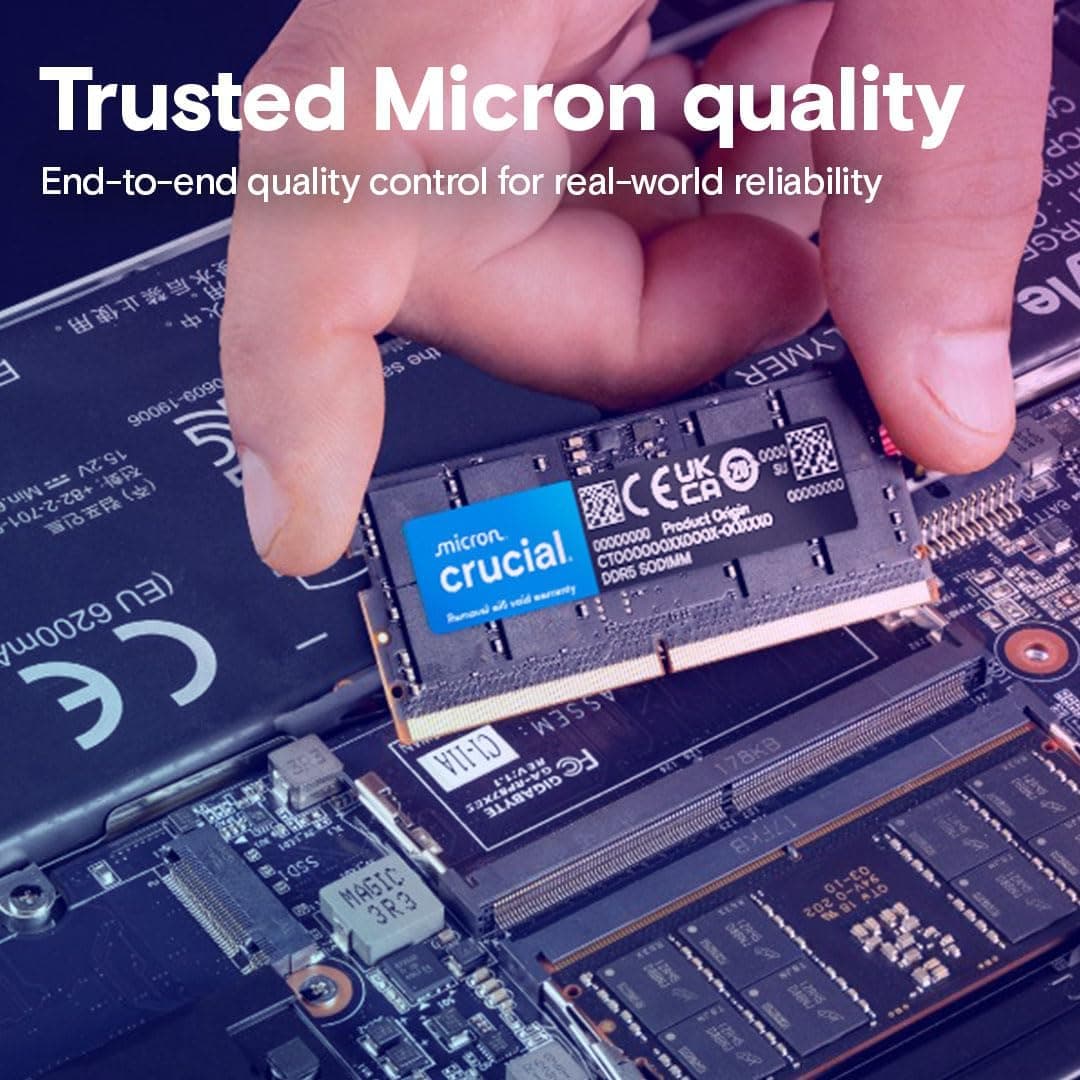 Crucial RAM 32Go Kit (2x16Go) DDR5 5600MHz (ou 5200MHz ou 4800MHz) Mémoire pour Ordinateur Portable CT2K16G56C46S5