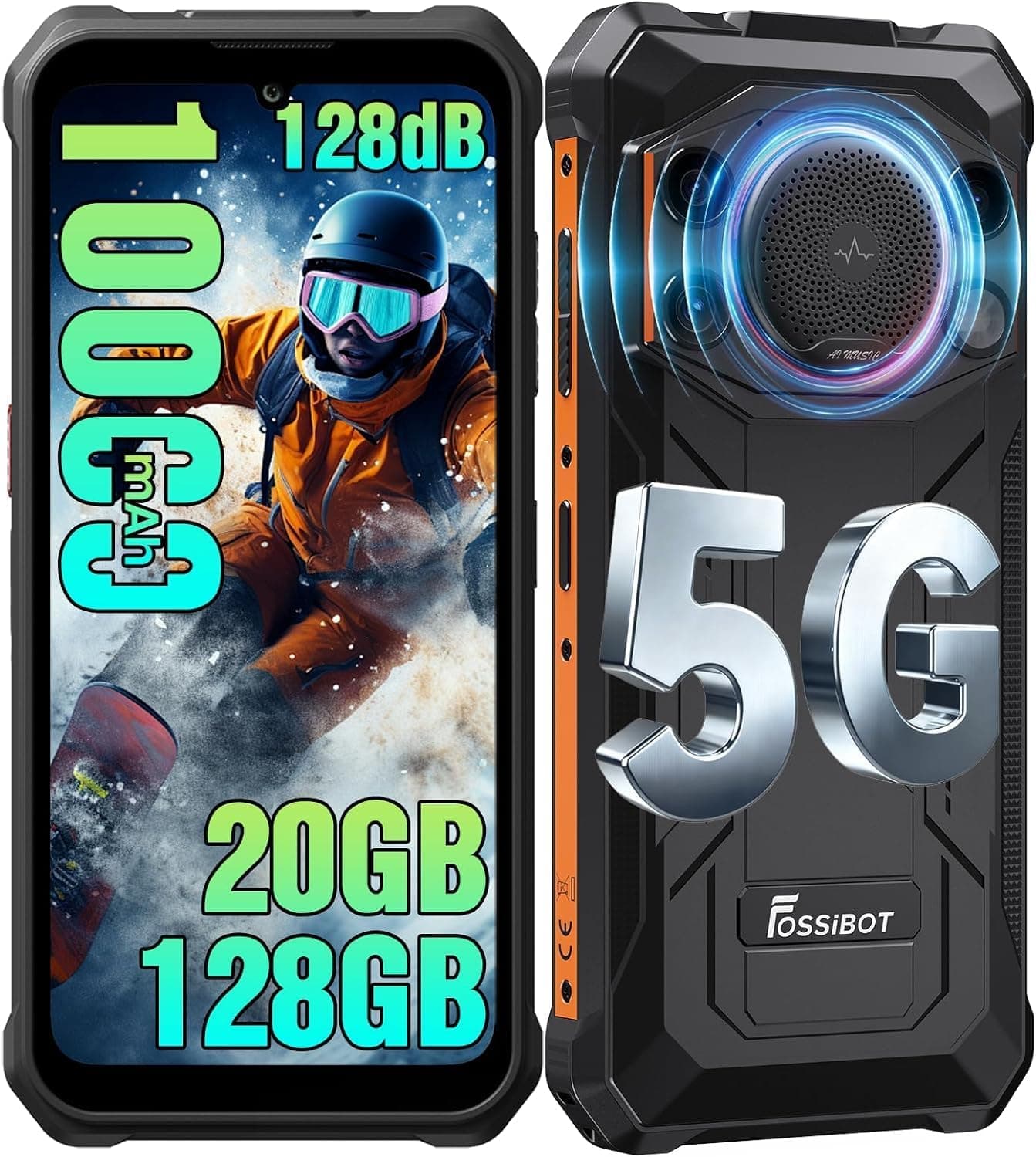 FOSSiBOT F110Pro 5G Telephone Incassable Android 15-11000mAh (Orange)