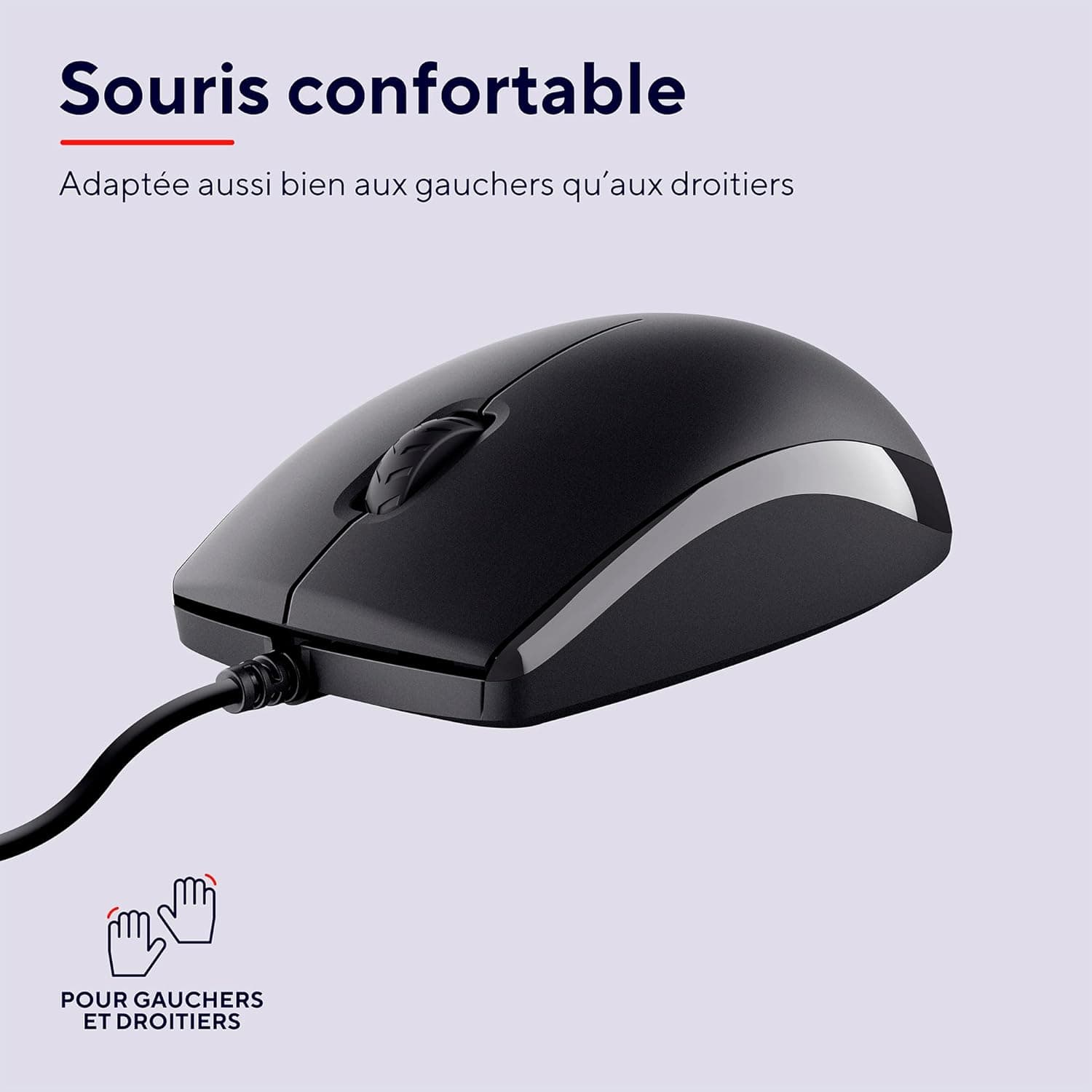 Trust Taro Pack Clavier et Souris Filaires AZERTY Français, Noir