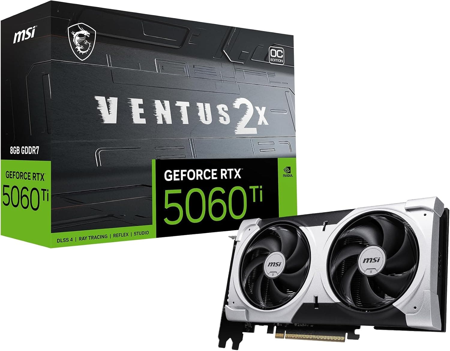 MSI Gaming RTX 5060 Ti 8G Ventus 2X OC Plus Carte Graphique (8 Go GDDR7, TBA-Bit, Performance extrême : TBA MHz, DisplayPort x3 2.1a, HDMI 2.1b, NVIDIA Blackwell Architecture)