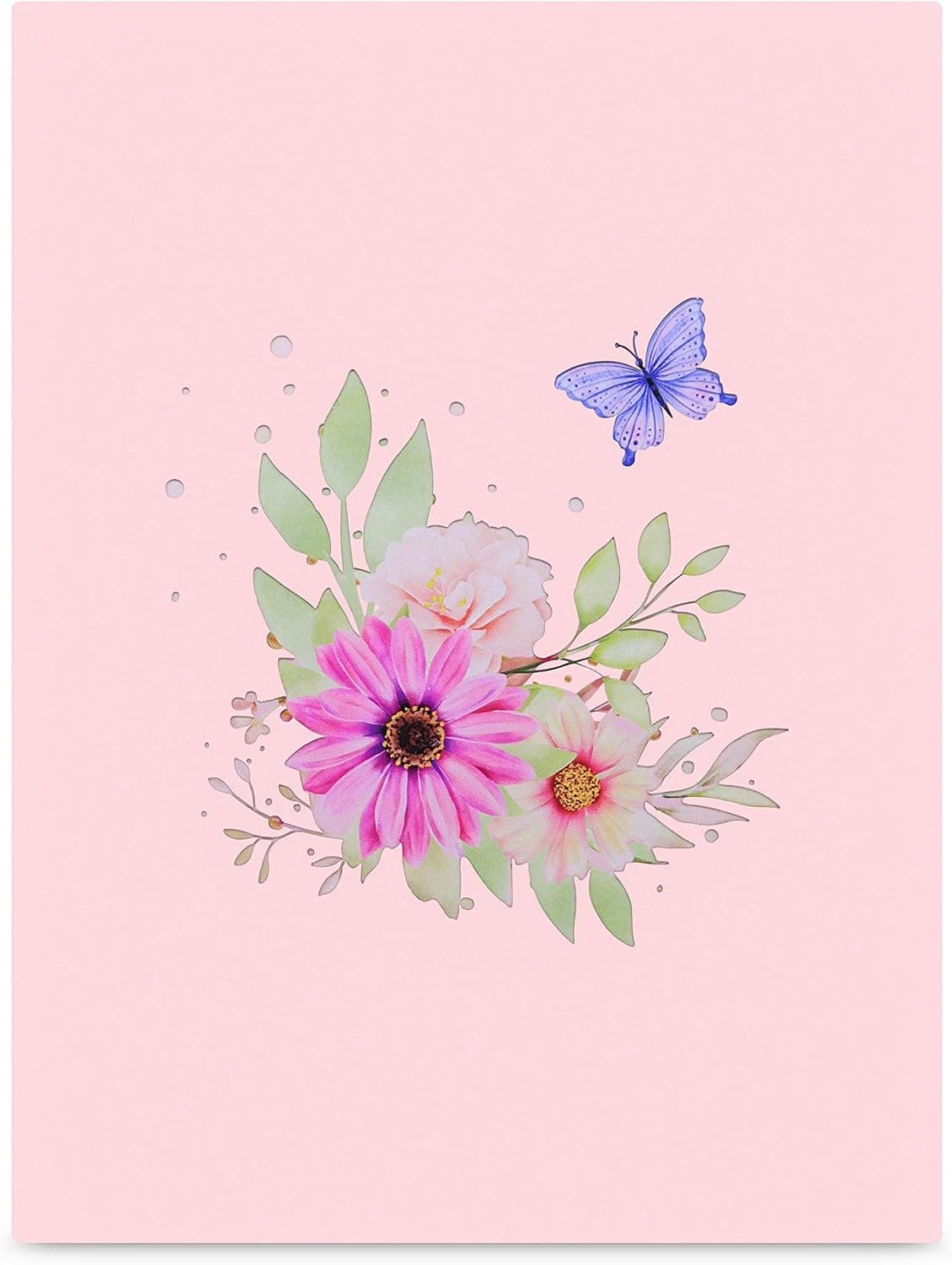 MOKIO® Carte Pop-Up 3D – Fleur et papillon – Carte de vœux | Carte fleurie avec grande fleur et papillon, pour anniversaire, bon rétablissement ou pour offrir de l’argent