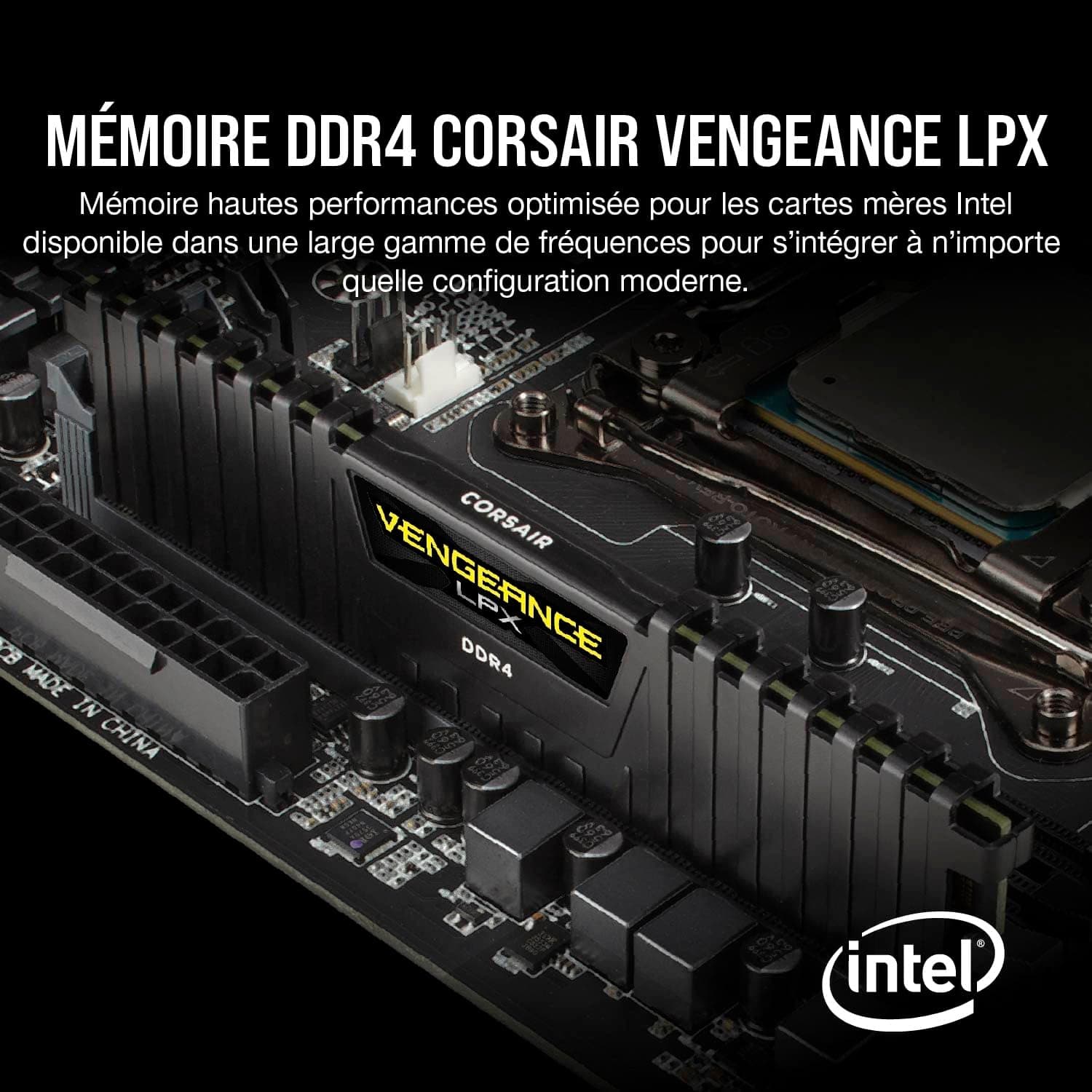 Corsair CMK16GX4M2B3200C16, Vengeance LPX 16Go (2x8Go) DDR4 Jusqu'à 3200MHz C16 XMP 2.0 Kit de Mémoire Haute Performance - Noir