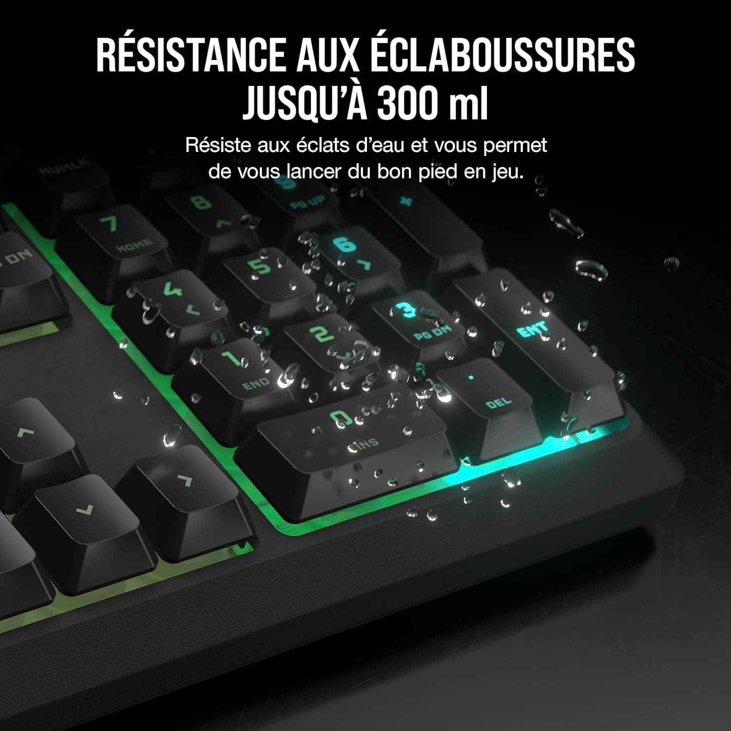 Corsair K55 Core RGB Clavier de Jeu Filaire à Membrane (AZERTY FR) – Noir | Commutateurs Réactifs, Résistance Aux éclaboussures, Ten-Zone RGB, Touches Multimédia, Compatible iCUE, PC, Mac
