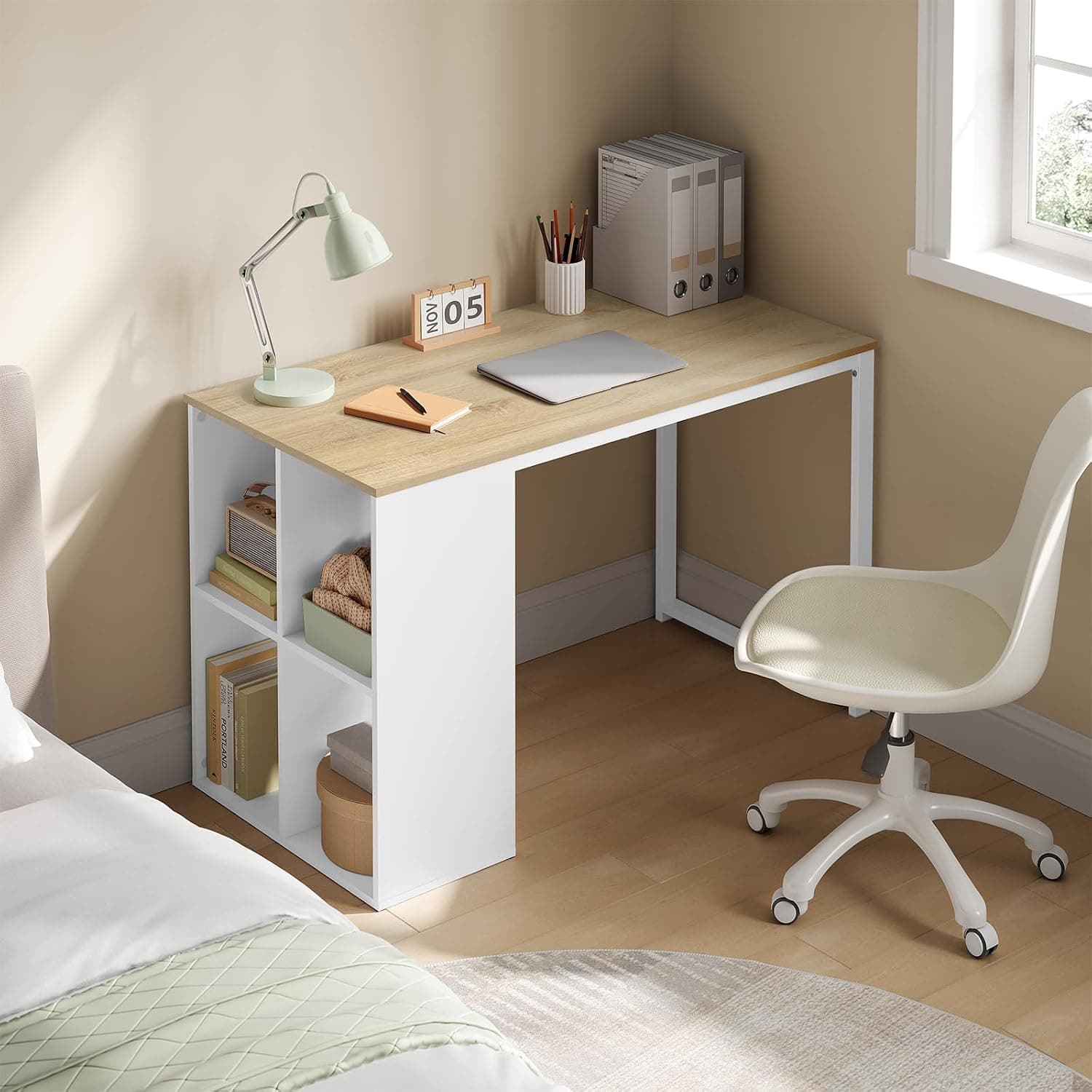 WOLTU Bureau d'Ordinateur, Table Informatique avec 4 Compartiment Ouvert