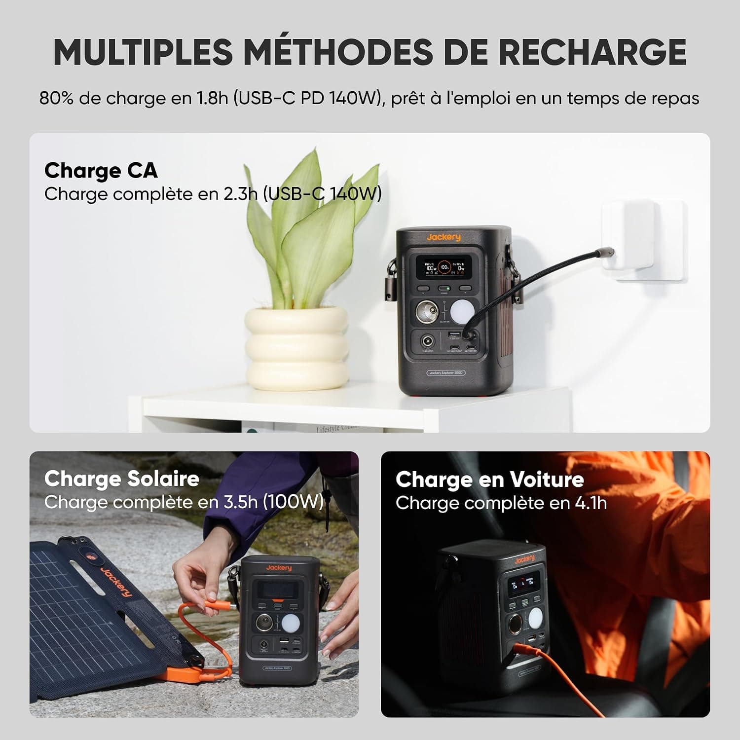 Jackery Explorer 300D Station Électrique Portable avec 40W Panneau Solaire