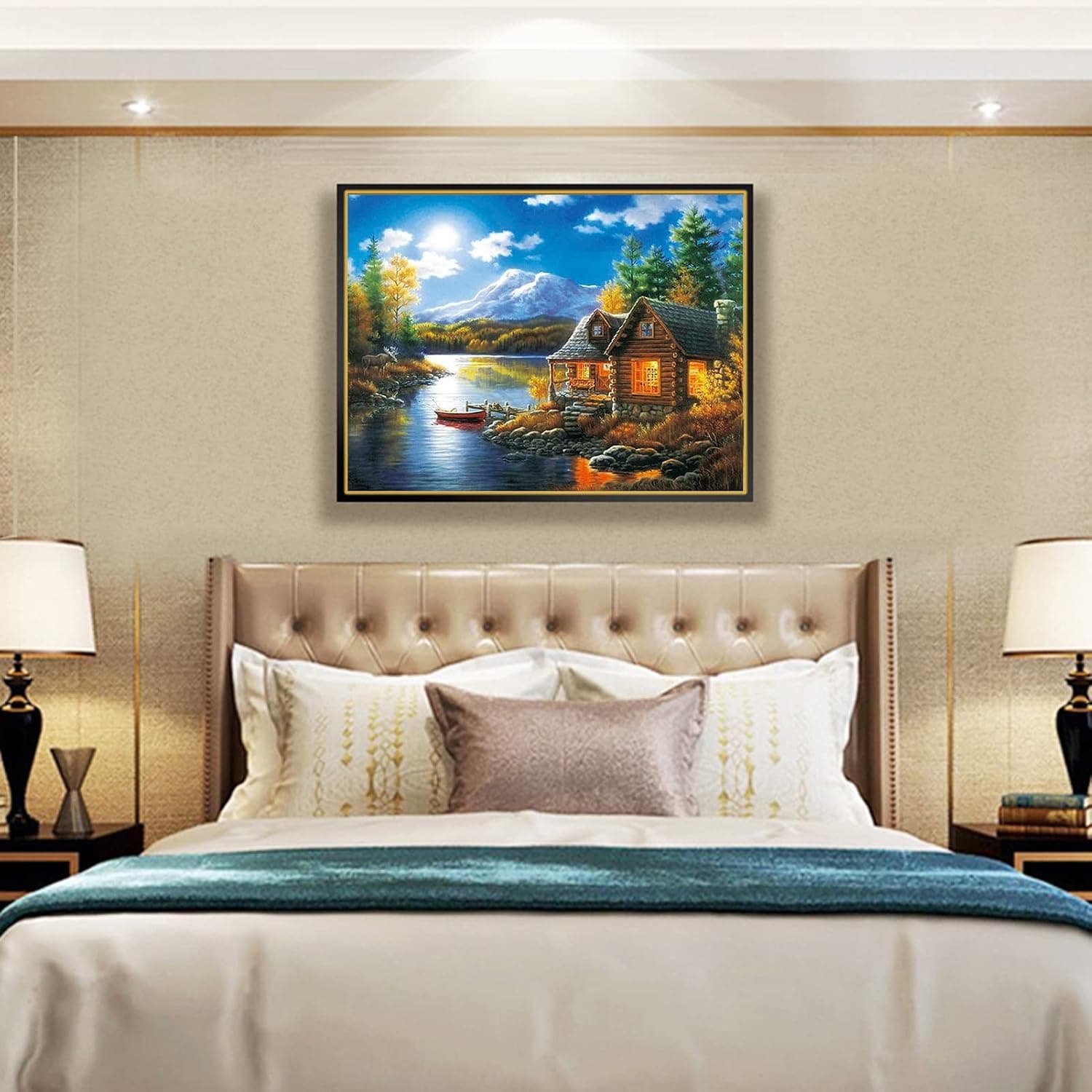 cukol cukol Canevas Broderie Point de Croix Kit Complet Adulte Debutant | Estampillé, Motif Moderne Paysage Rural Pré Imprimé 11ct, avec Fils, Loisirs Créatifs Activité Manuelle Facile, 36x46 cm