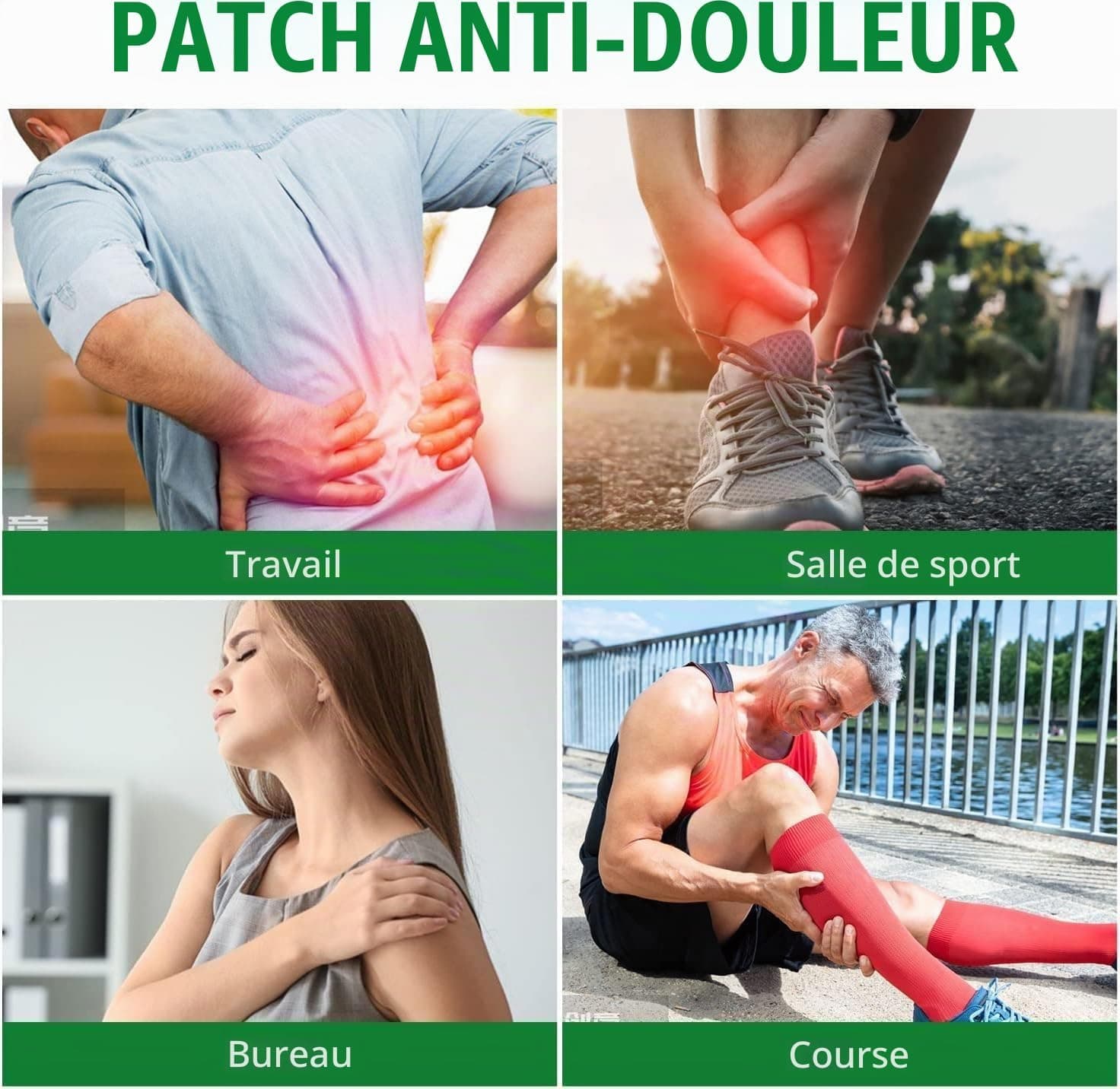 Patchs anti-douleur 52 pièces, patchs chauffants pour le genou, le dos, les épaules et le cou pour soulager la douleur, ingrédients naturels chauds à base de plantes, patch en pâte pour soulager
