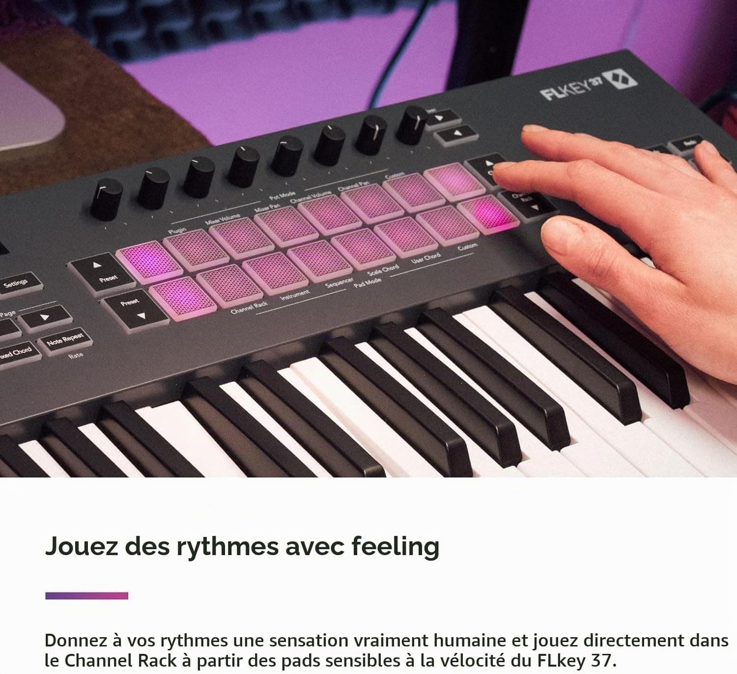 Novation FLkey 37 Clavier maître MIDI - intégration parfaite avec FL Studio, avec modes de gammes et d'accords Tous les logiciels nécessaires à la production musicale, Noir
