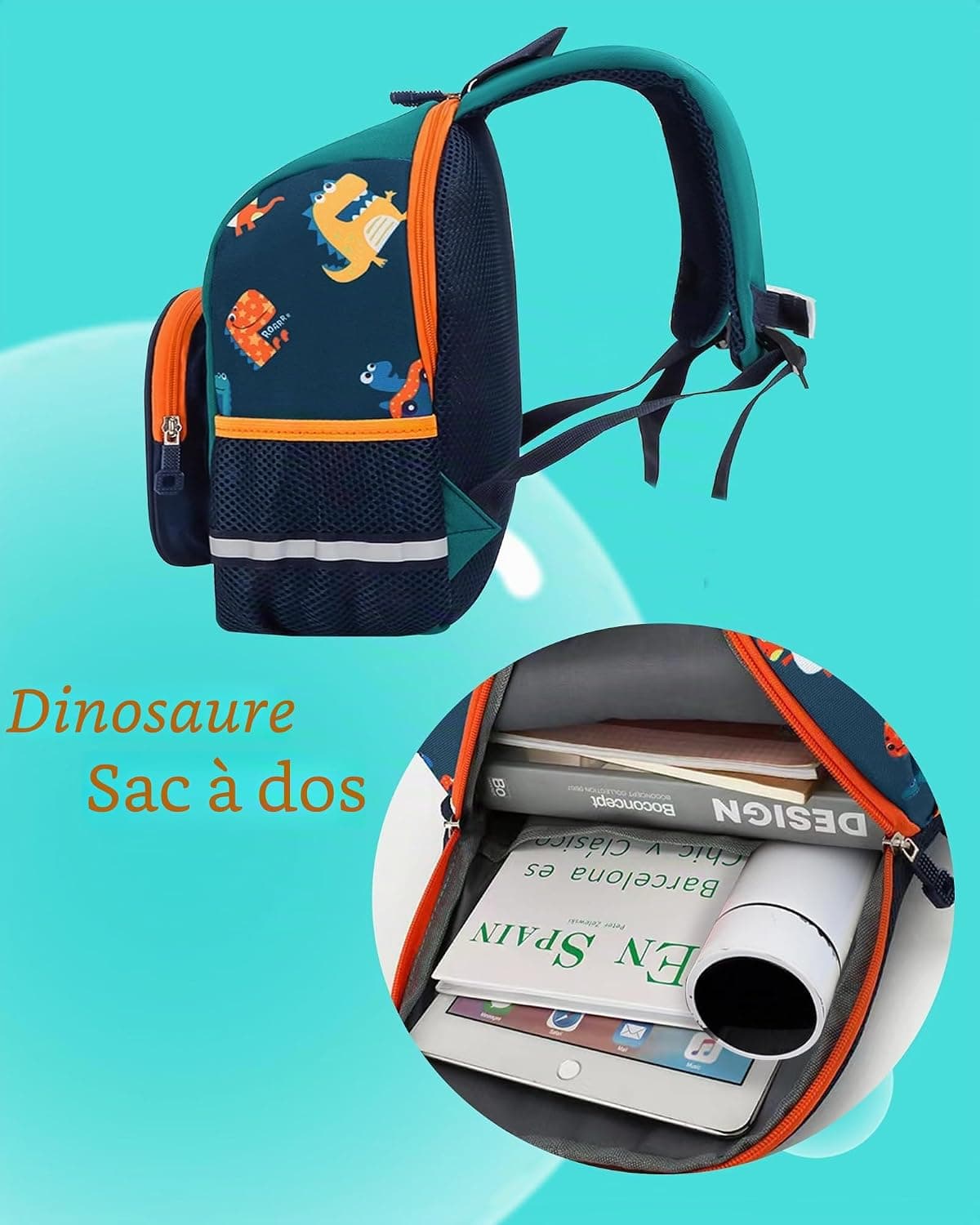 Sac a Dos Maternelle Garçon, Cartable Dinosaure pour Enfants