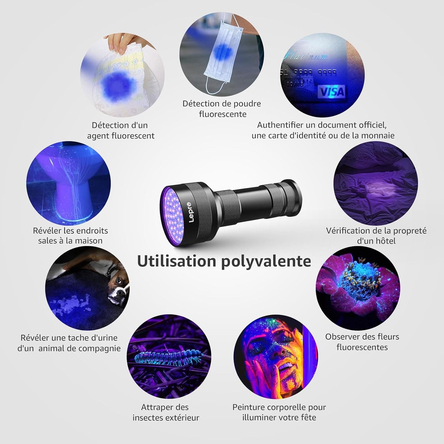 Lepro Lampe UV 395nm Détecteur