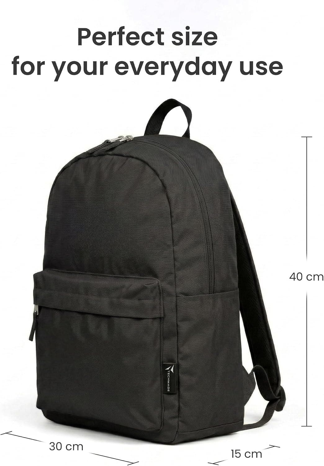 Sac à Dos Casual Unisexe Multifonction 30x15x40 cm – Sac Travail, École et Voyage avec Poches Multiples et Fermeture Zippée – Léger en Polyester 600D PVC – Sac à Dos Spacieux Quotidien (Noir)