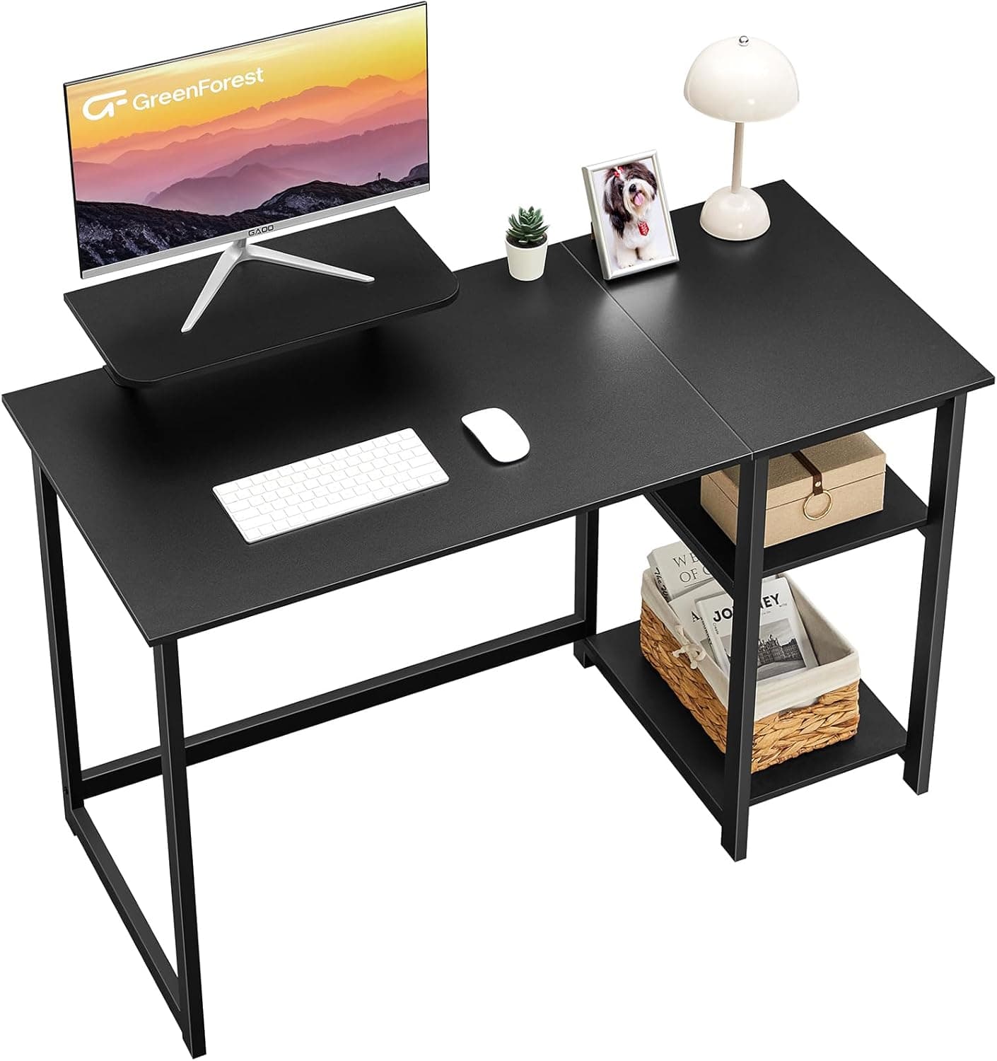 GreenForest Bureau avec Support de Moniteur,100cm avec Étagères Réversibles