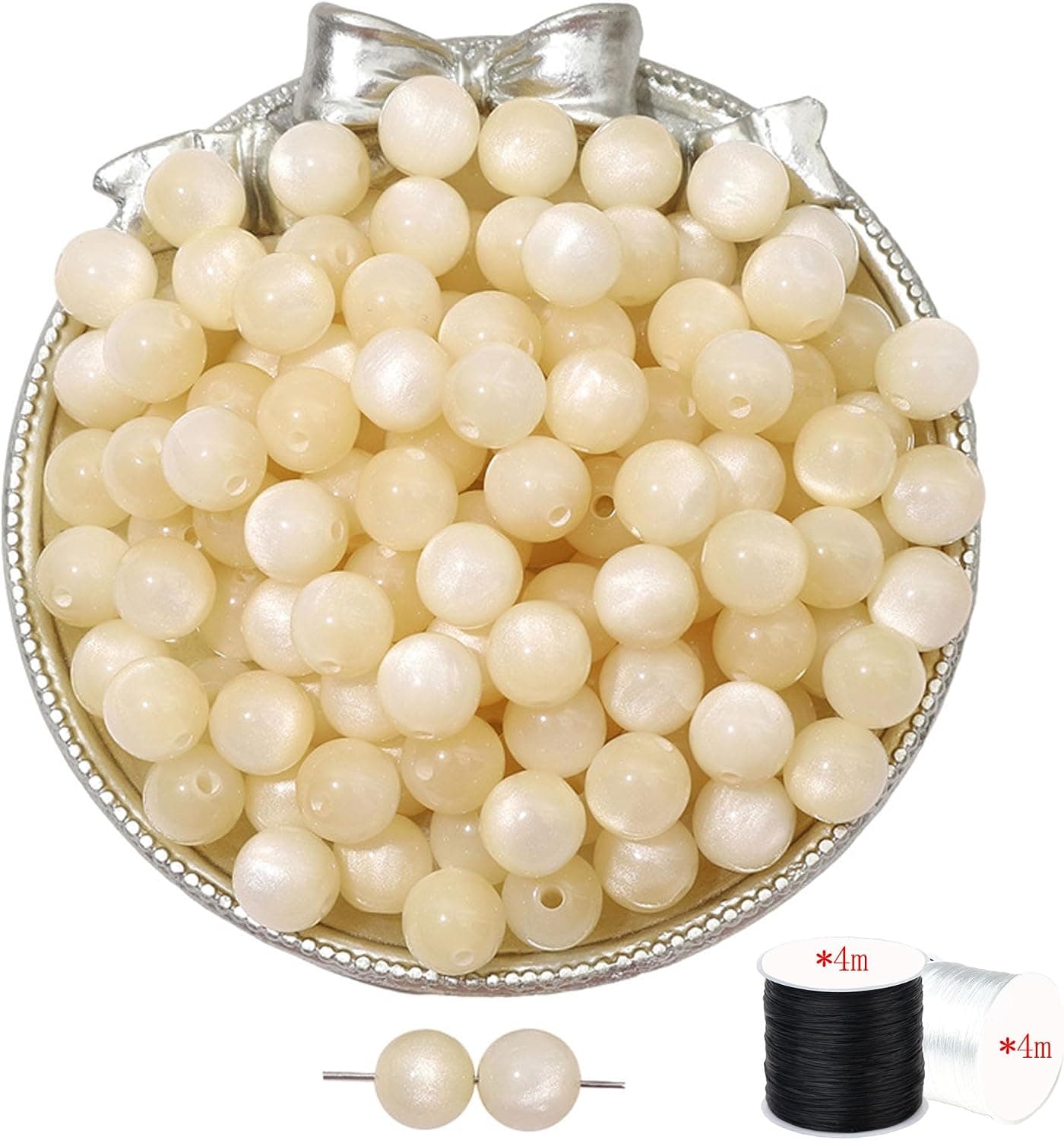 60 Perles Beige pour Bracelet Pierre 8mm