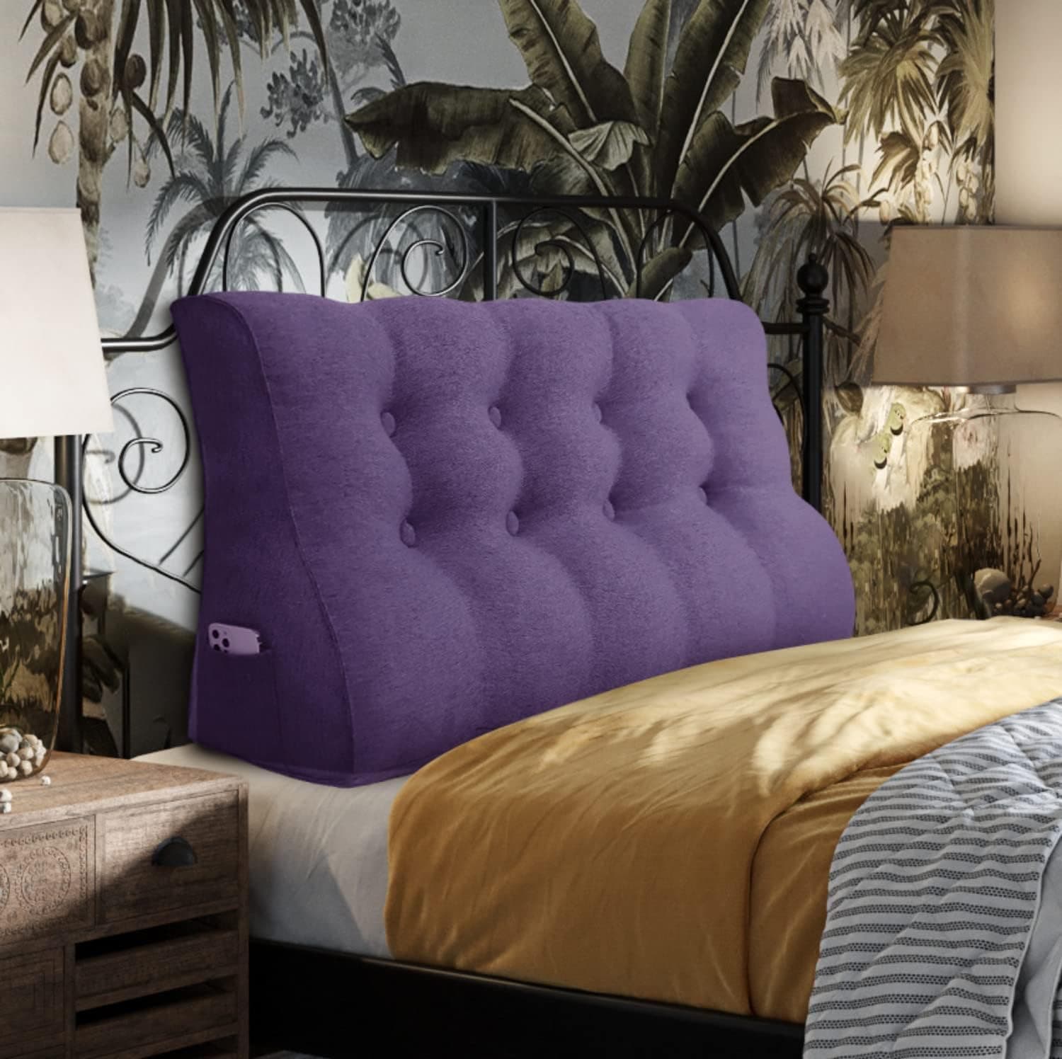 Coussins Triangulaires Gros Coussin Dossier Canapé Oreiller de Lecture Les Gros Coussin de Canapé Coussin Tete de Lit A Une Variété D'utilisations Violet 120 CM