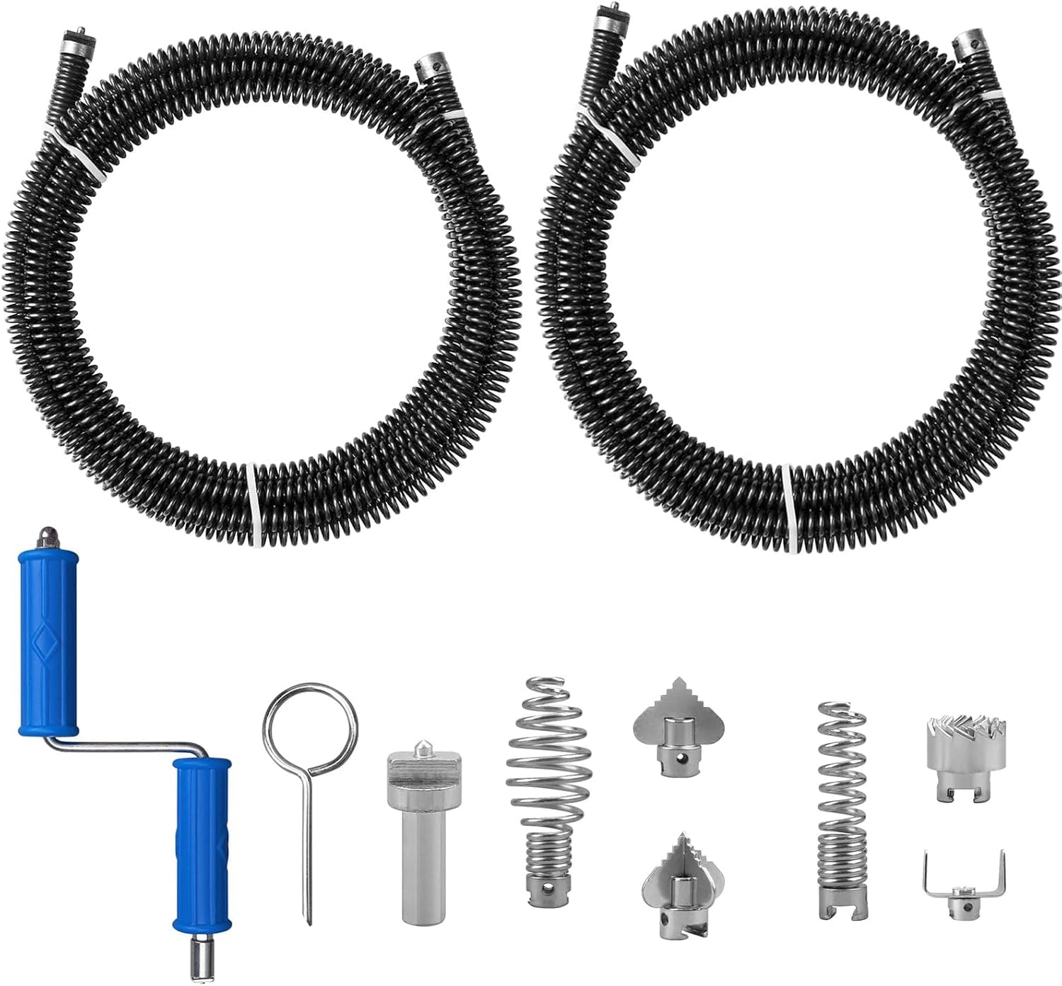 Furet Deboucheur Canalisation 3m Diamètre 12 mm, Professionnel Deboucheur wc Evier, Avec 8 Pièces Furet Dragage Plomberie Adaptateurs éLectriques