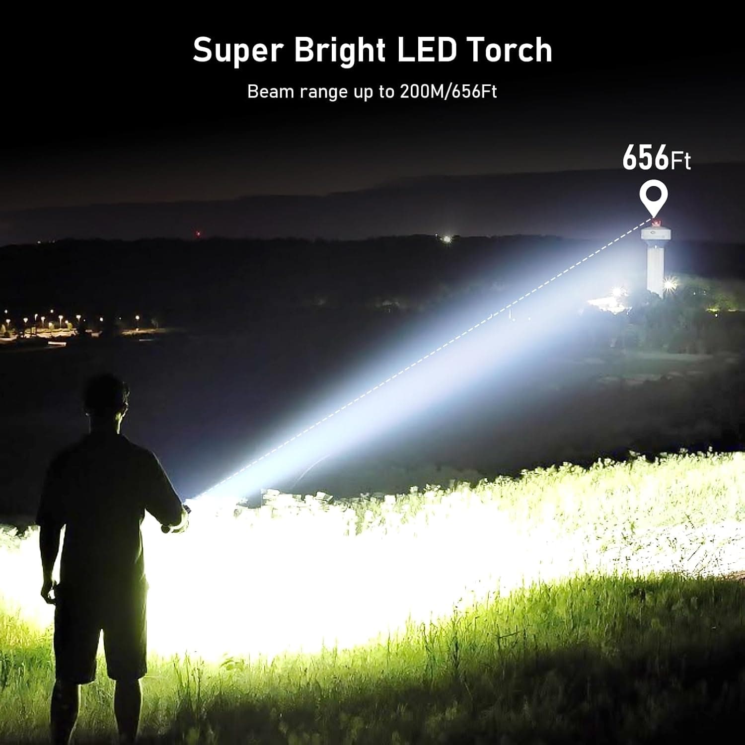 Blukar Lampe Torche LED Rechargeable, 2000L Lampe de Poche Ultra Puissante