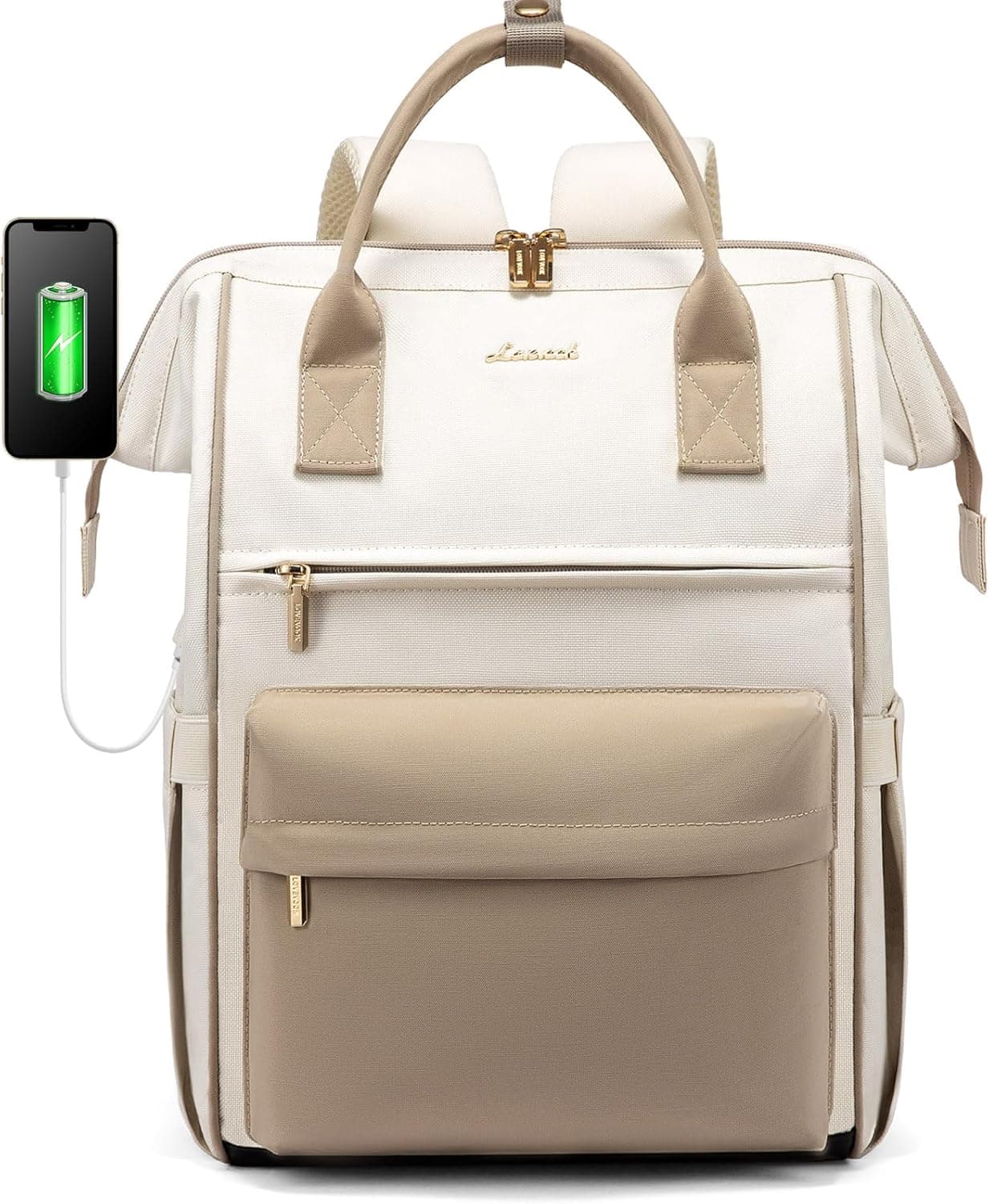 LOVEVOOK Sac a Dos Femme, 15.6 Pouces Sac à Dos Ordinateur Portable Voyage, Sac Travail Antivol pour Ordi Pc Etanche, Travel Backpack Pakkable pour Voyage Loisir Travail Affaire École College Kaki