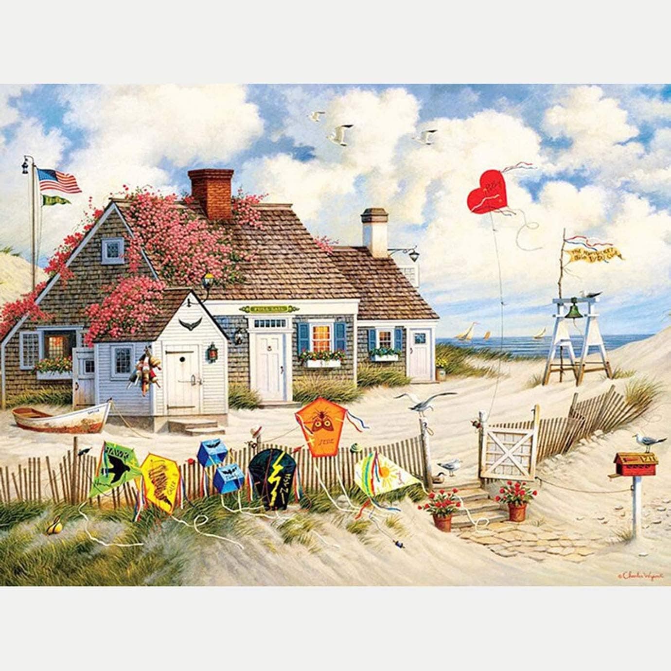 Reofrey Diamond Painting 5D Diamant Peinture Plage Chalet DIY Cristal Strass Peinture Plein Forage Broderie Artisanat Point De Croix Chambre Salon Décoration Murale 30x40cm