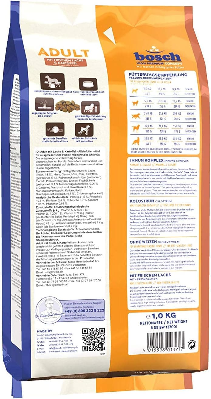 bosch HPC Adult au saumon frais et aux pommes de terre - Aliments secs pour chiens adultes de toutes races - 1 x 1 kg