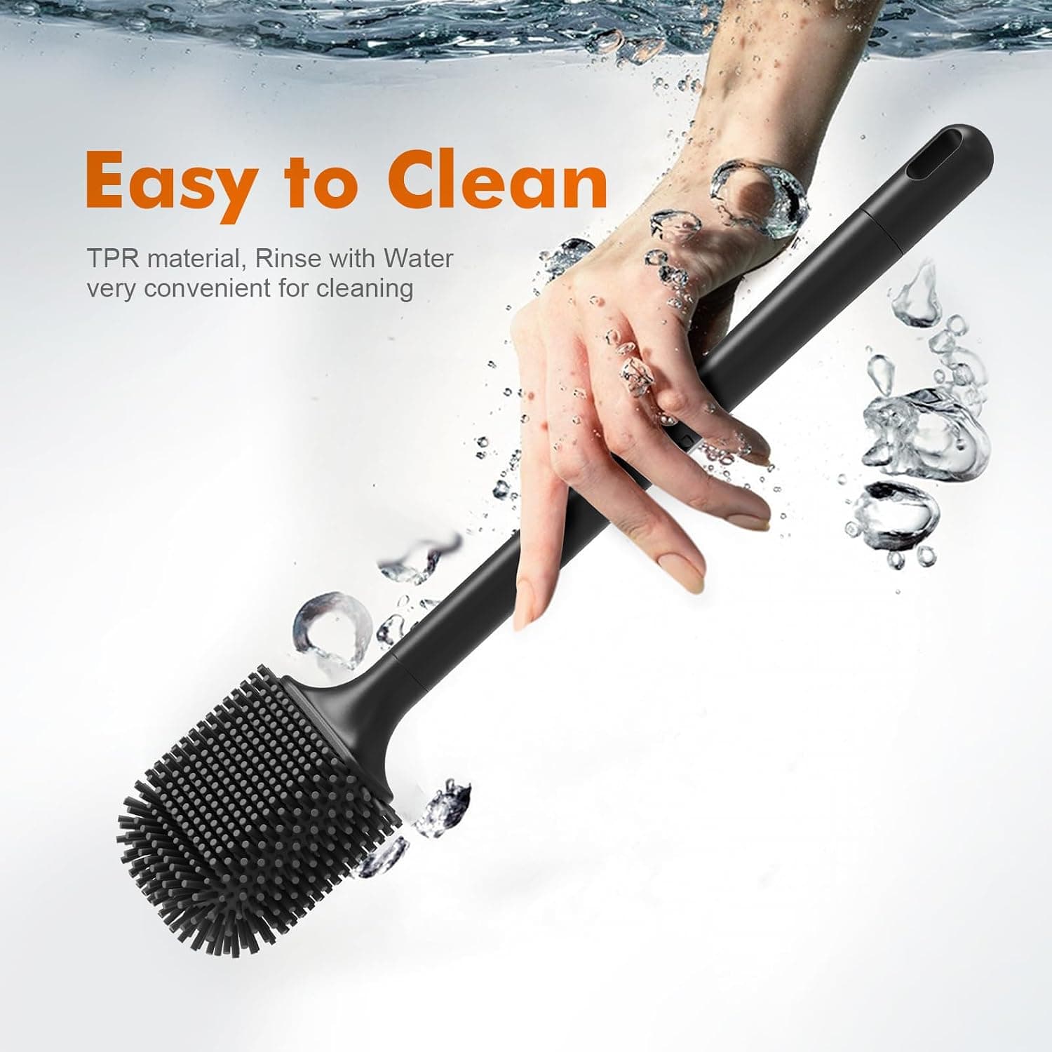 Ibergrif Brosse Toilettes WC Silicone avec Support, Balai Toilette WC Noir