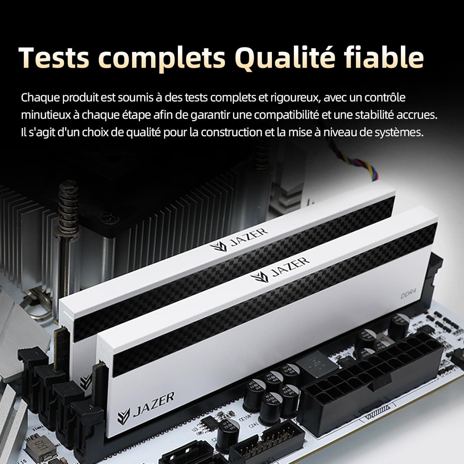 JAZER RAM DDR4 32Go Kit (2x16Go) 3200MHz CL18 Mémoire | Overclocking XMP 2.0, UDIMM 1.35V, Pour Ordinateur de Bureau, Haute Performance Pour Jeux