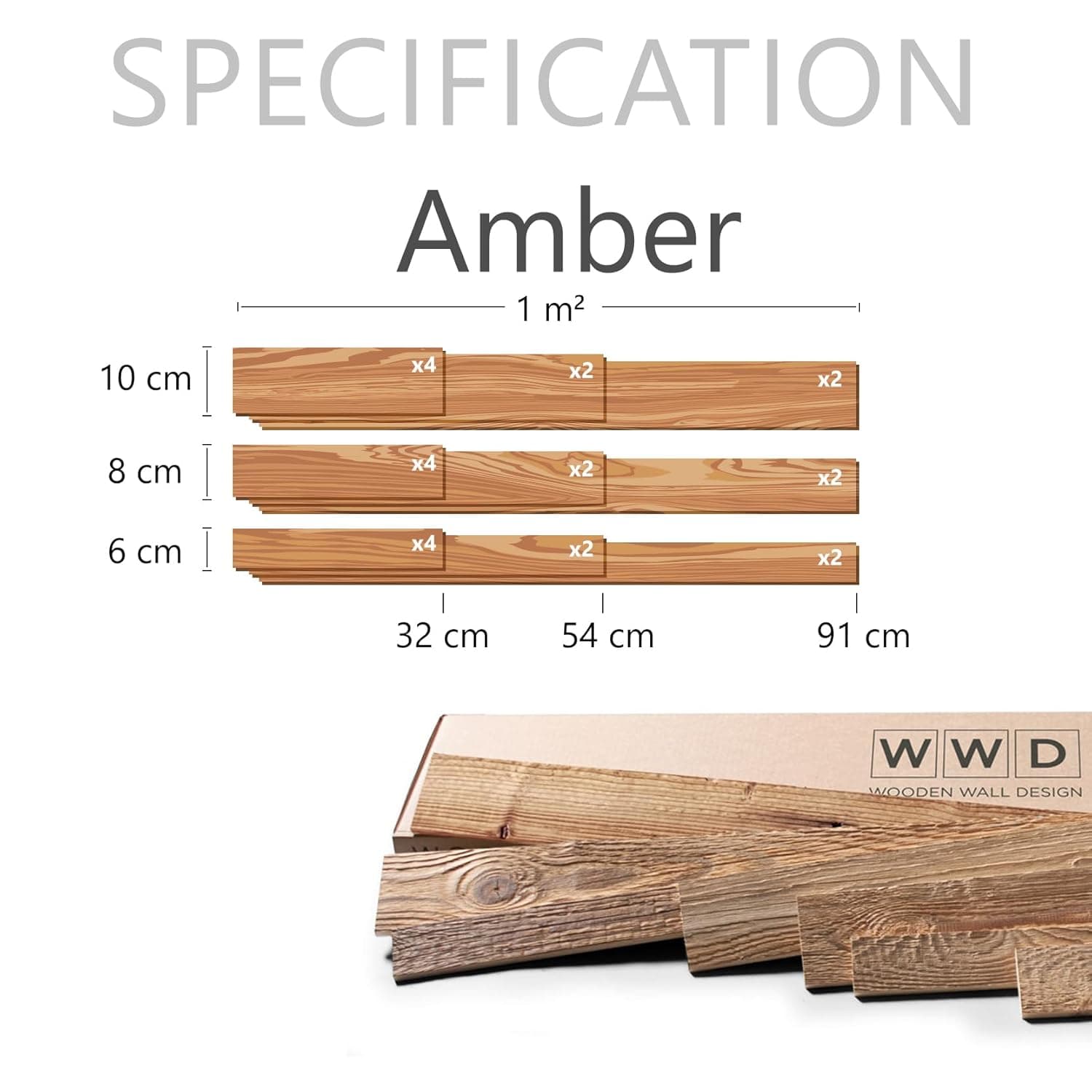 Modèle « Amber » Panneaux muraux en bois recyclé 1m2