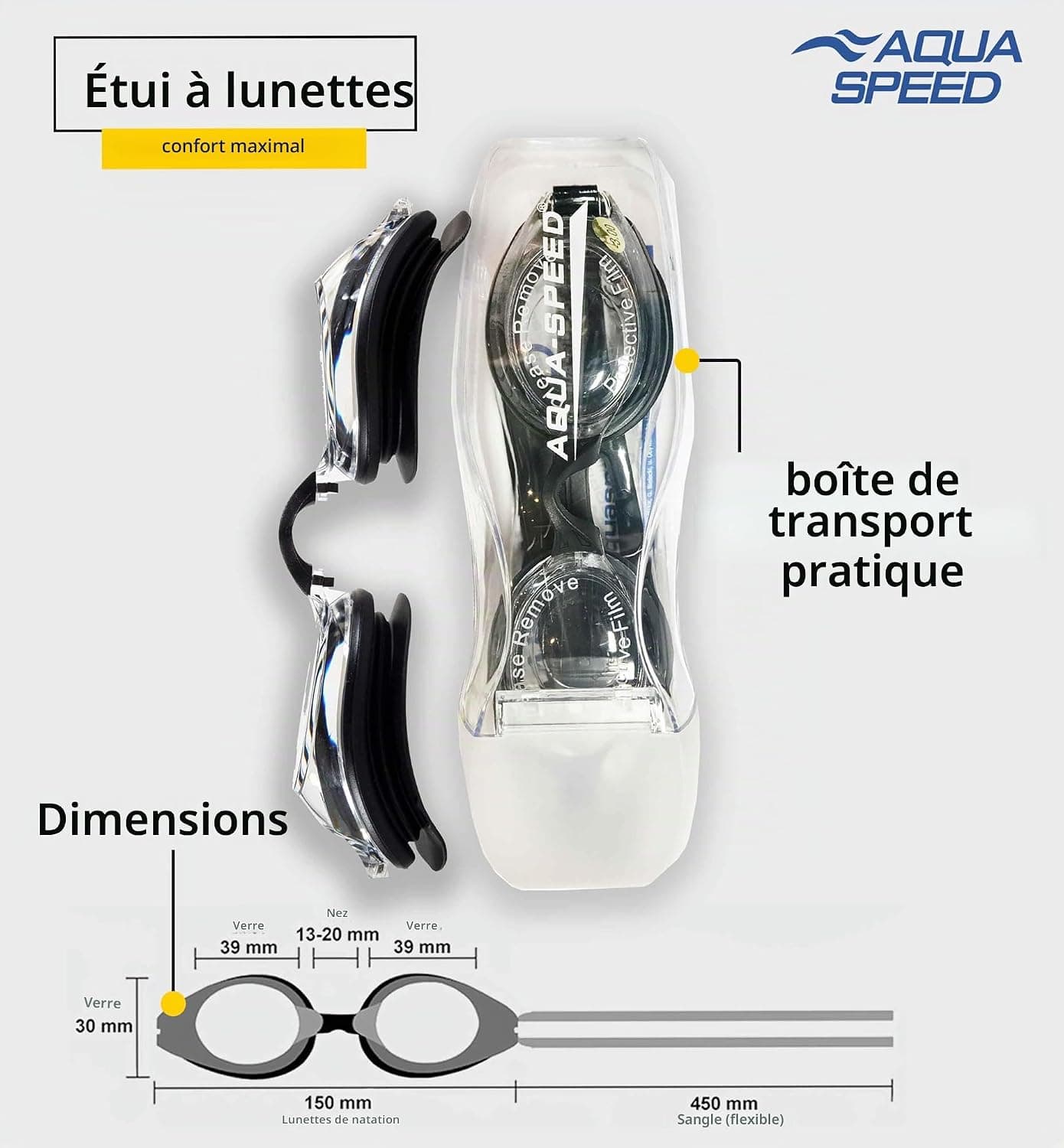Aqua Speed ® Lumina, Lunettes de Natation avec dioptries de -1,5 à -8,0 / UVA/UVB de 100%