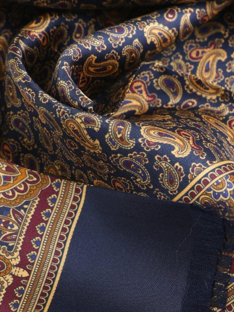 Hommes long élégant 2 couches classique affaires festive pure soie écharpe courte franges