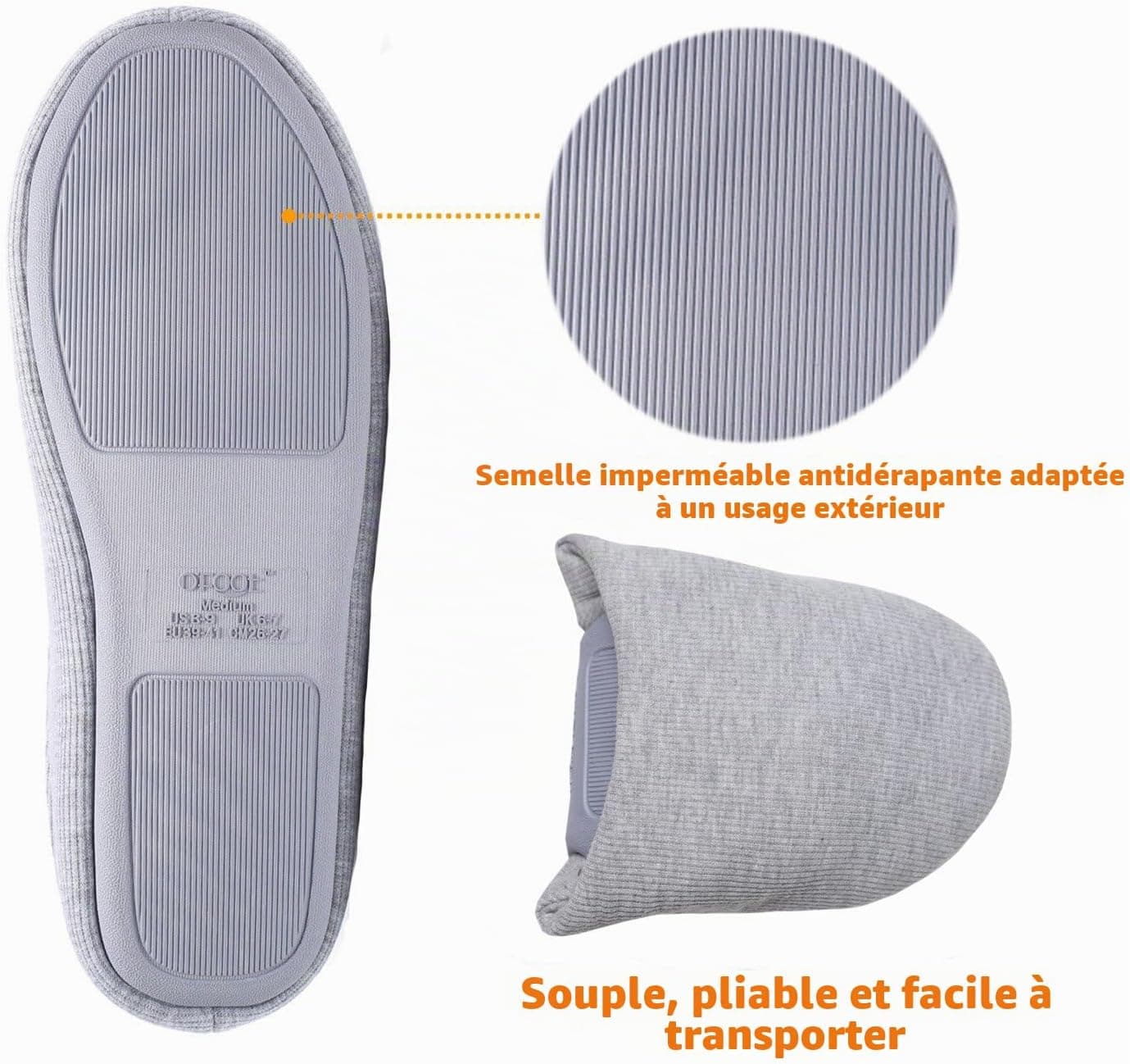 ofoot Pantoufles Intérieur pour Femmes, Chaussures de Ville Antidérapant en Coton Lavable avec Mousse Moire de Forme