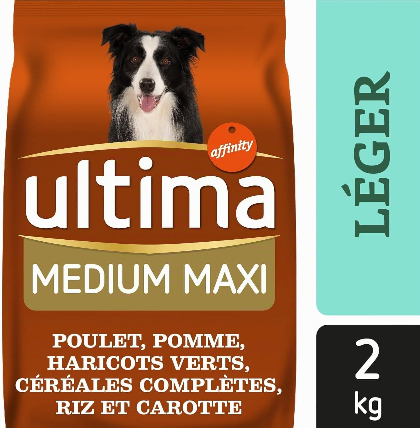 Ultima Croquettes pour Chien Medium-Maxi Adulte Light Poulet, Agneau, Riz, Légumes et Fruits 2 kg