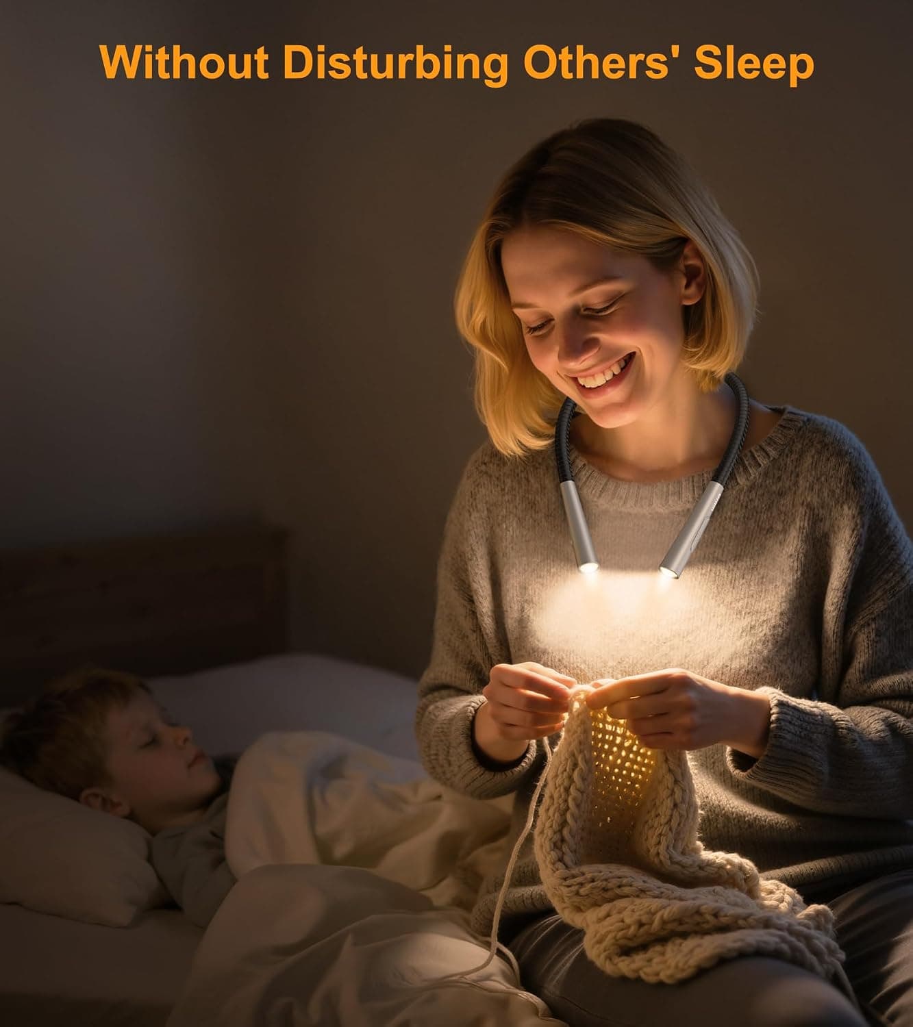Gritin Lampe de Lecture de Cou Rechargeable au Lit, 4 Couleurs&5 Luminosité