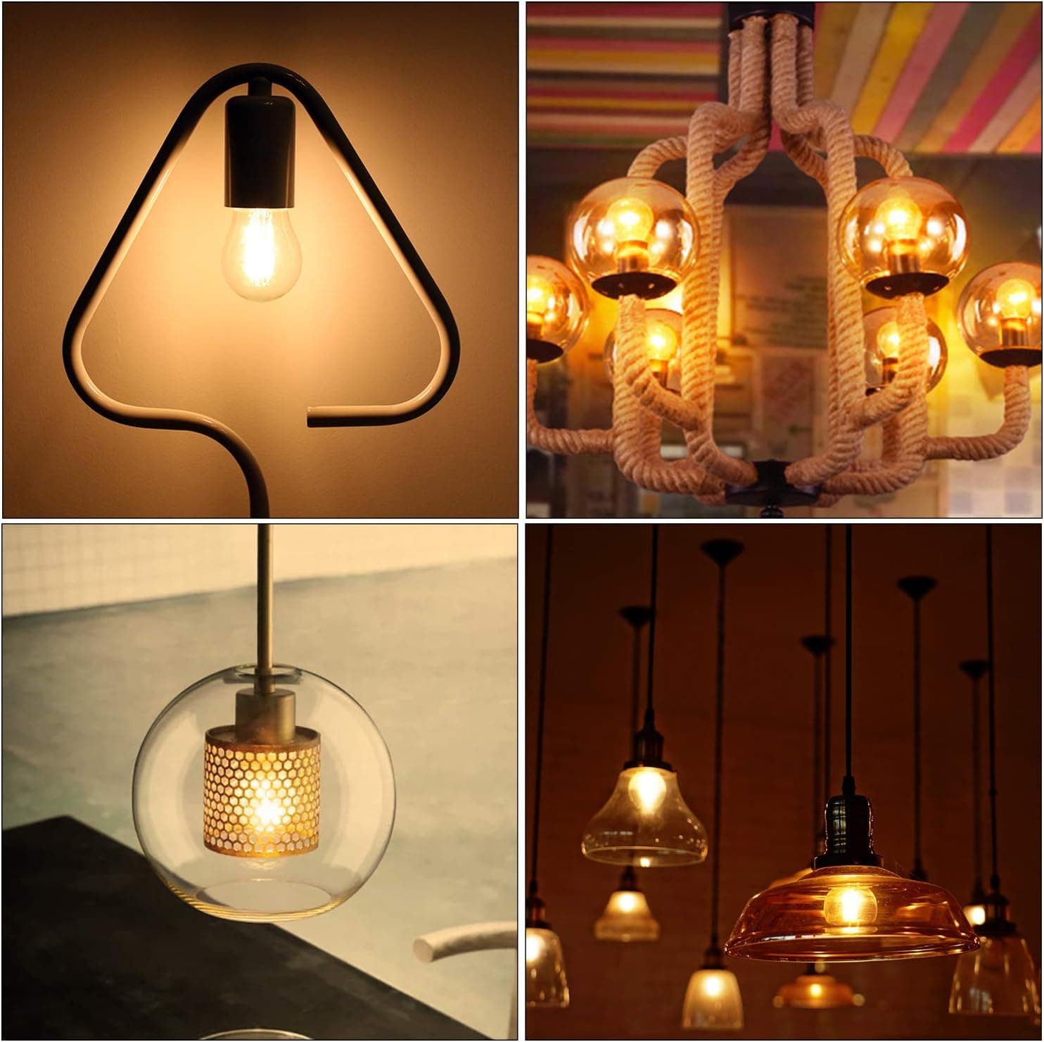 Etrogo Ampoule LED Filament E27 G45 4W Equivalent 40W 450Lm 2700K Blanc Chaud (Non Dimmable,Lot de 6)