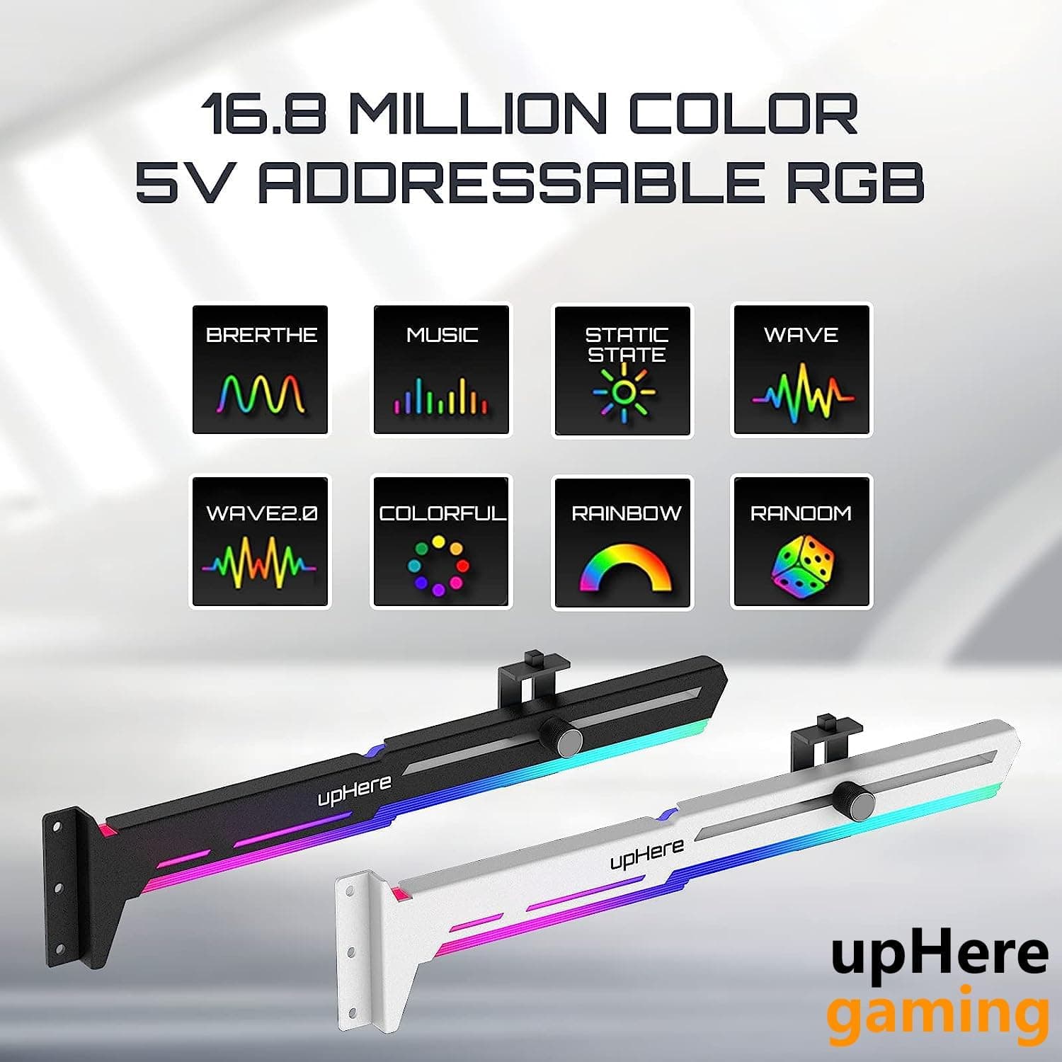 upHere Gaming GPU Brace Carte Graphique ARGB LED Sync Ajustable Selon la Carte Graphique pour Raidisseur de Support Carte Vidéo.