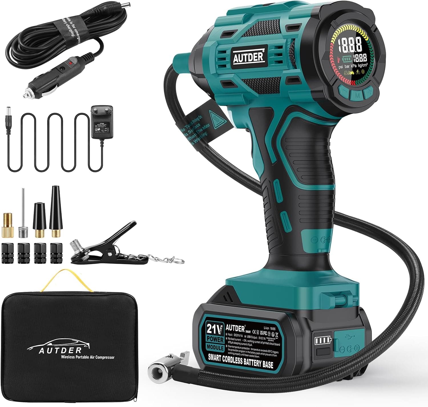 AUTDER Gonfleur Pneus 180 PSI Sans Fil avec Arrêt Automatique