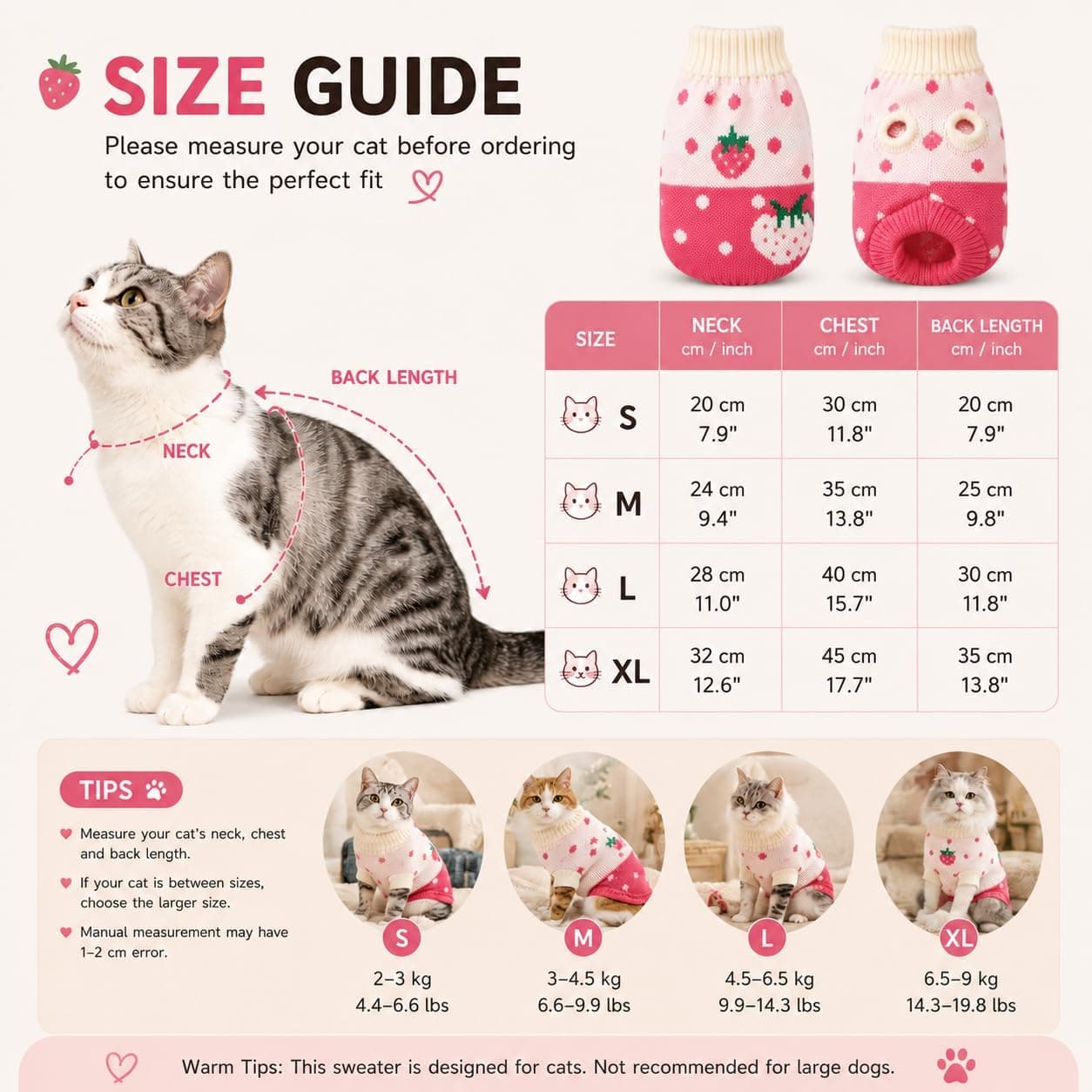 Pull pour Chat Hillylolly Pull pour Animaux, Vêtements de Chat d'hiver, Vêtement pour Chat Facile a Mettre, Textiles pour Chats, Pull pour Chaton, Vetement pour Chat, Pull pour Chat Hiver (S)