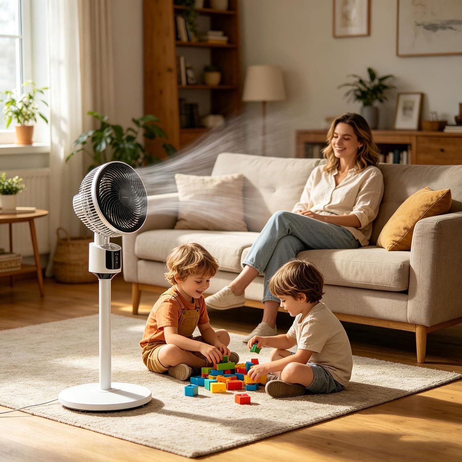 Ventilateur sur Pied USB | 3 Vitesses Réglables | Oscillation Manuelle Haut/Bas | Hauteur 80 cm | Faible Puissance 45 W | Ventilateur de Sol Stable et Silencieux | pour Maison Chambre Appartement
