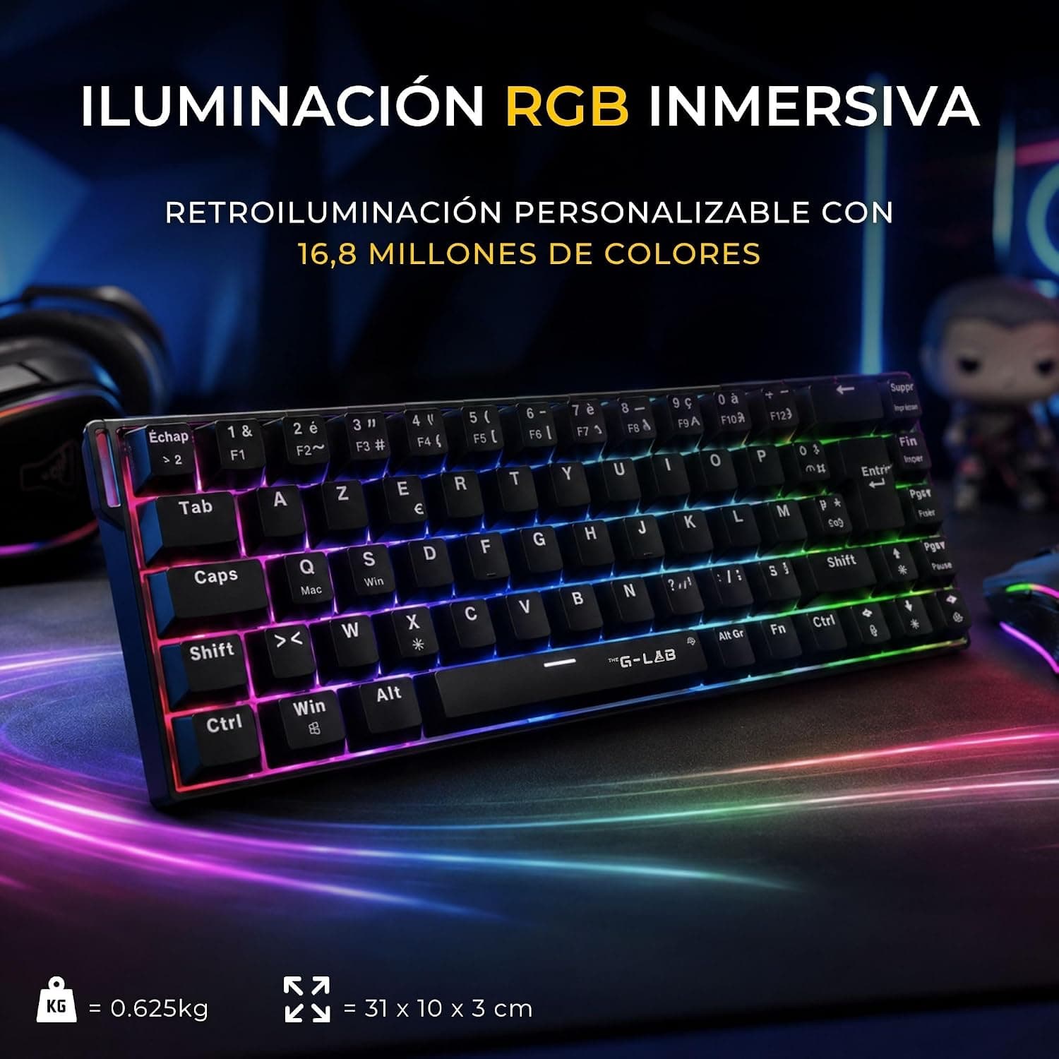 The G-Lab Keyz Titanium HE Clavier Gaming Effet Hall Magnétique QWERTY ES