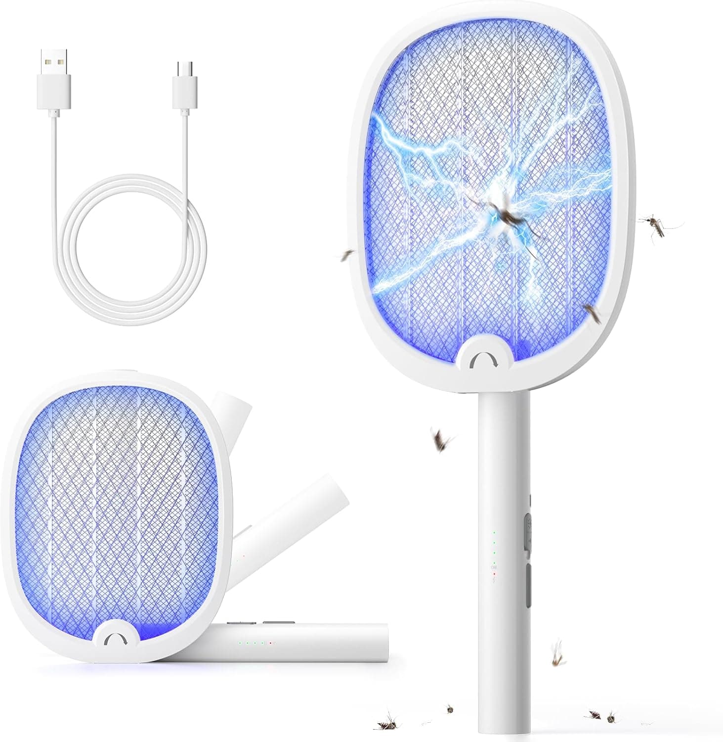 YISSVIC Raquette Electrique Insectes Pliable 4000V 1800mAh Rechargeable