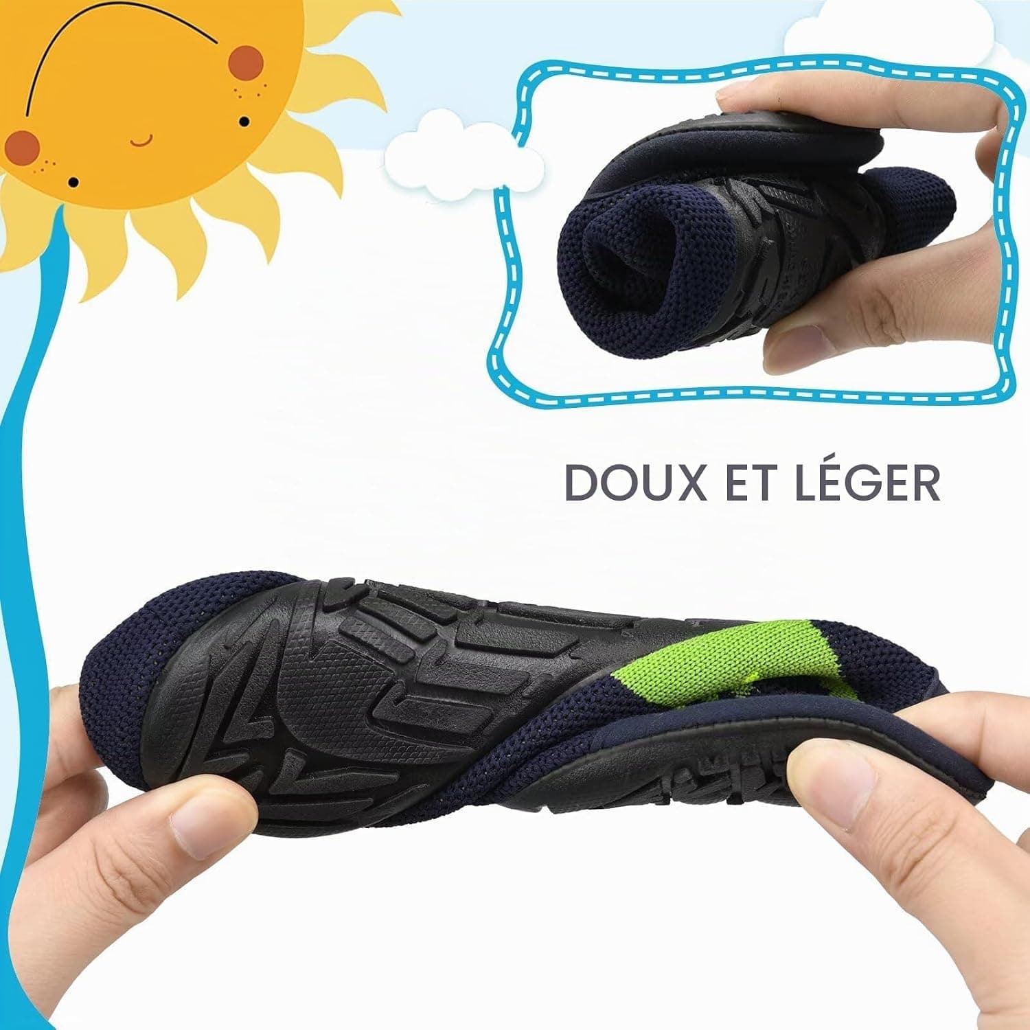 Kyopp Chaussons Enfant Garçon Respirant Pantoufles Filles Doux Antidérapant Chaussette Chaussures Unisexe