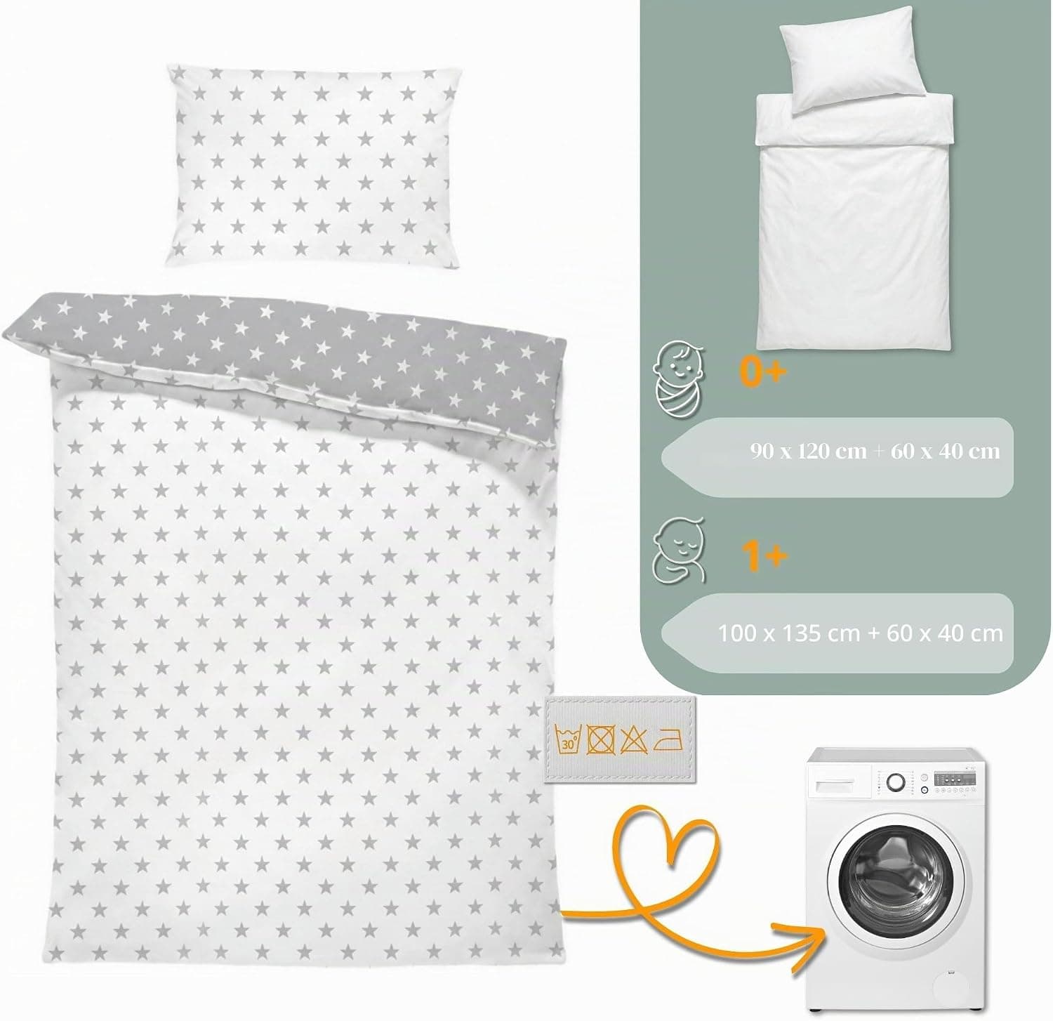 Totsy Baby Parure de Lit Bébé 100x135 cm Coton Housse de Couette Taie 40x60