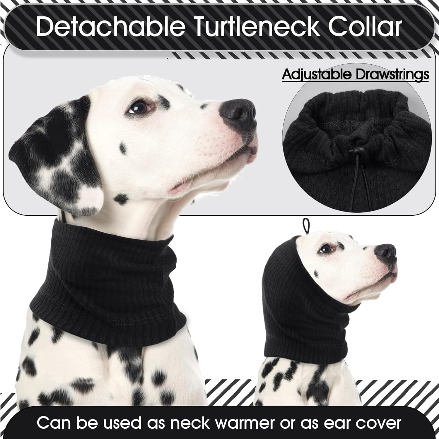 Tee Shirt Chien, Pull pour Chiens de Taille Moyenne Sweat Chien Vêtements Chaud Chien Manteau pour Chien Jumper Chaton Pull pour Chihuahua Con Protection Oreille Chien(Noir, L)