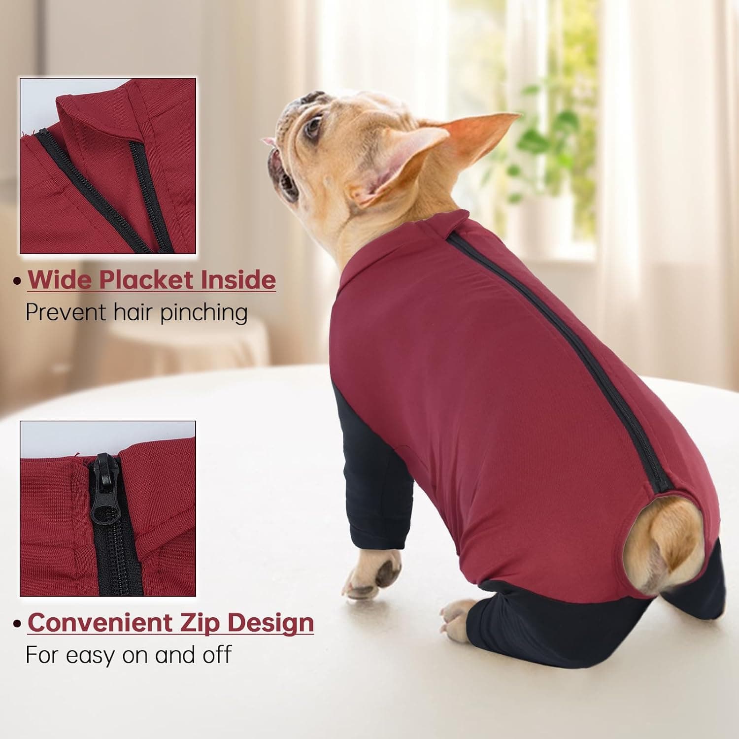 Combinaison de Convalescence Chirurgicale pour Chien, Pyjama Post-Chirurgie à Quatre Pattes pour Chien(Rouge, XS)