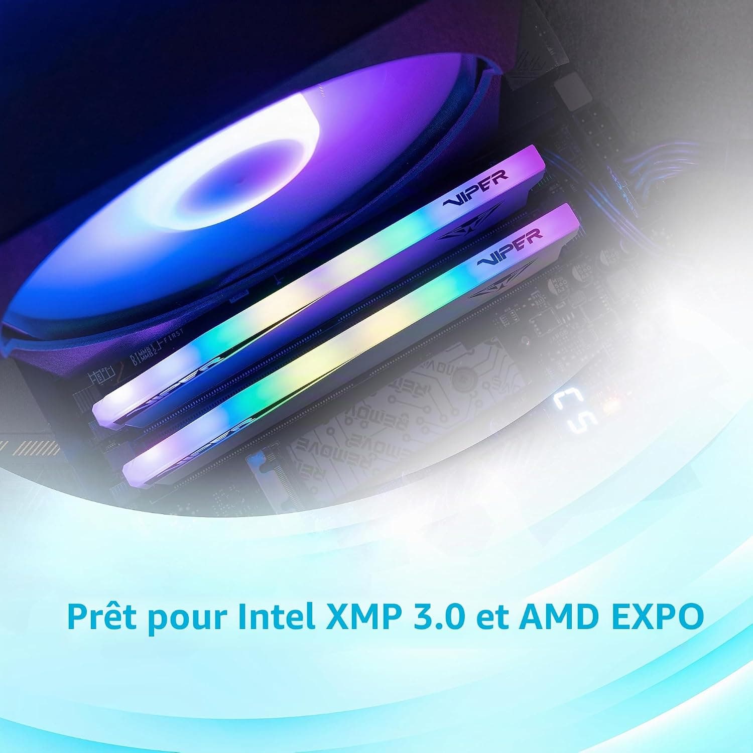 Patriot Viper Elite 5 RGB DDR5 32GB (2 x 16GB) 6000MT/s Kit - PVER532G60C30KW | Tension : 1,35 V. Prend en charge Intel XMP et AMD EXPO. Type de module : UDIMM.