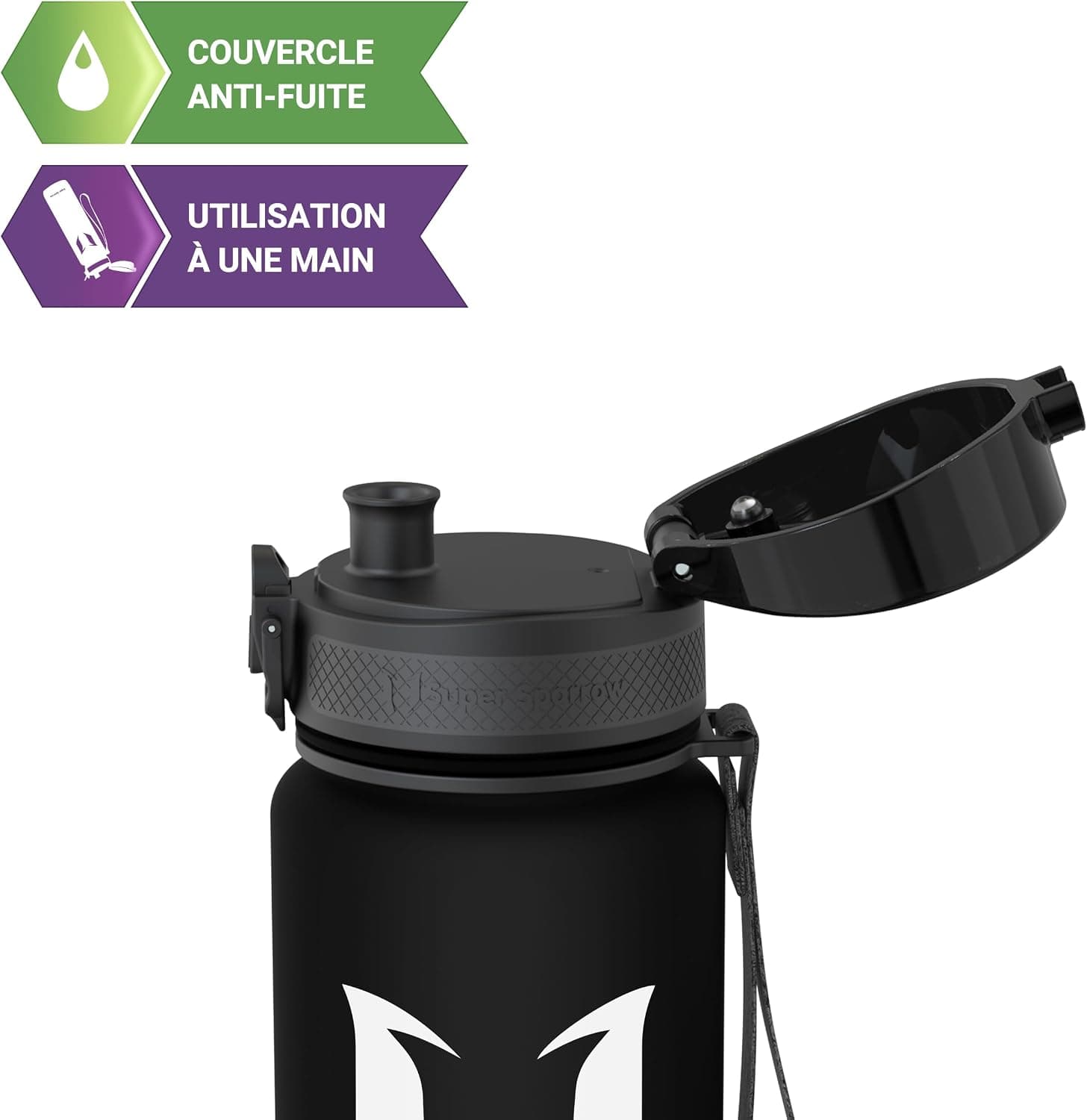 Sparrow Gourde Sport 500ml/750ml/1L - sans BPA - Tritan Plastique Bouteille