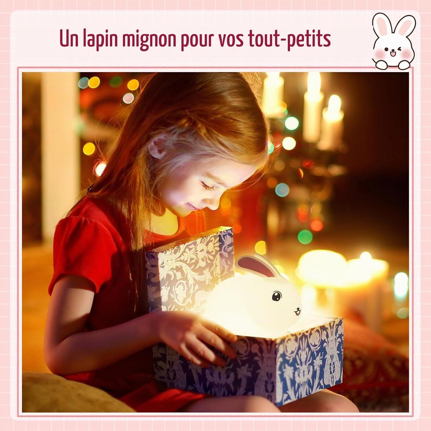 Veilleuse Lapin pour Enfants, 7 Couleurs Veilleuse Bébé